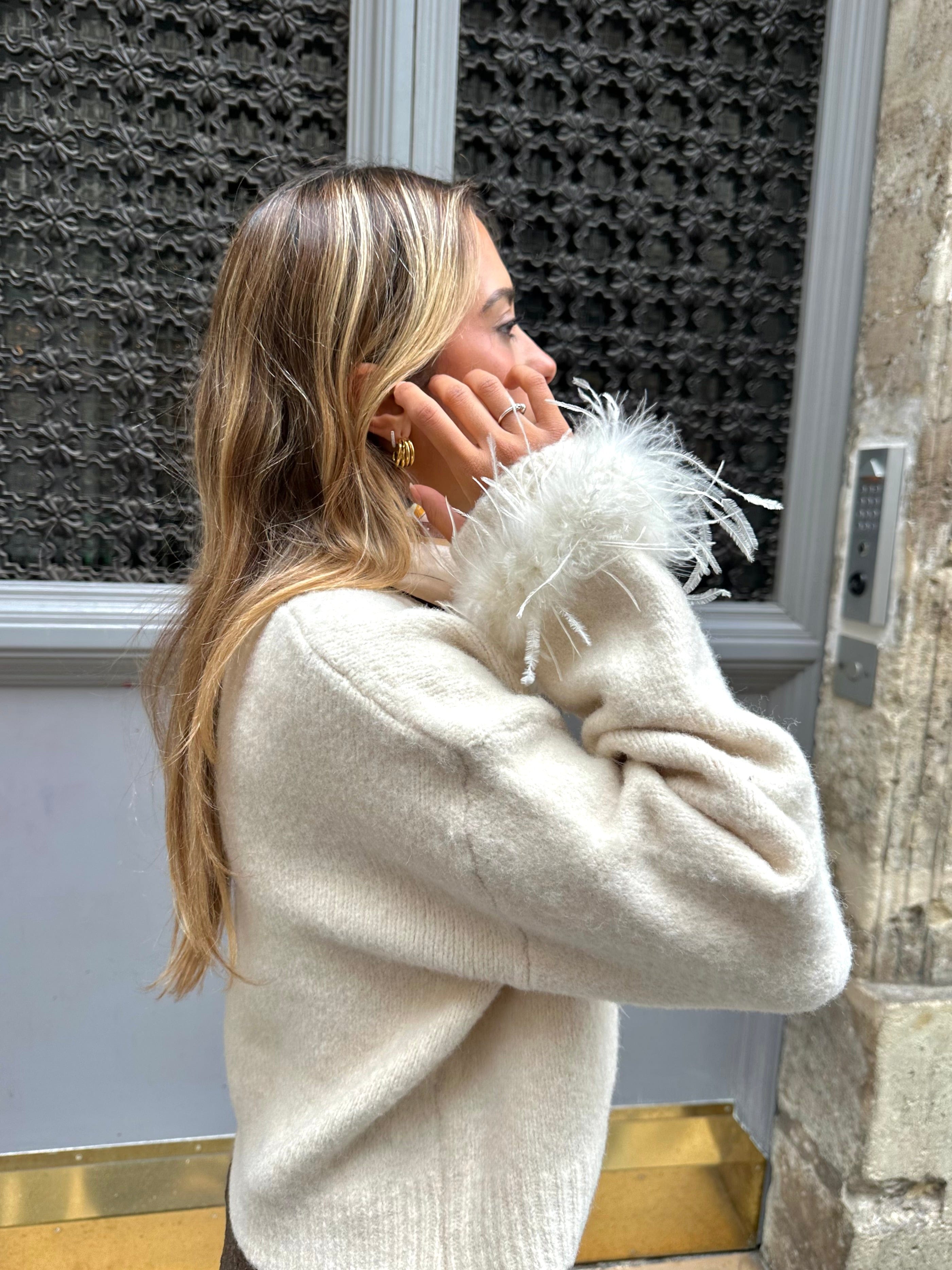 Maurice paris Pull Pull FEATHER blanc
