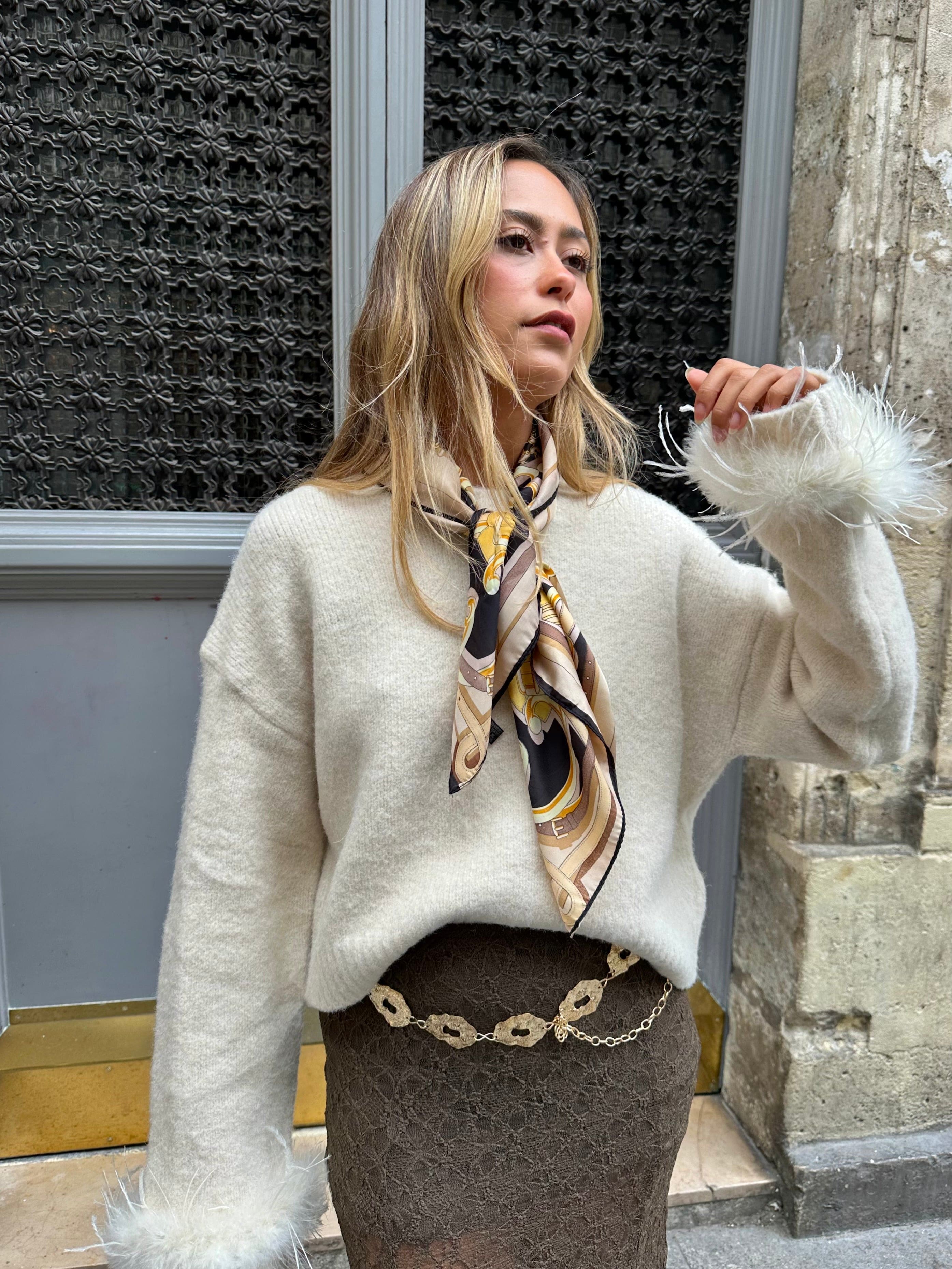 Maurice paris Pull Pull FEATHER blanc