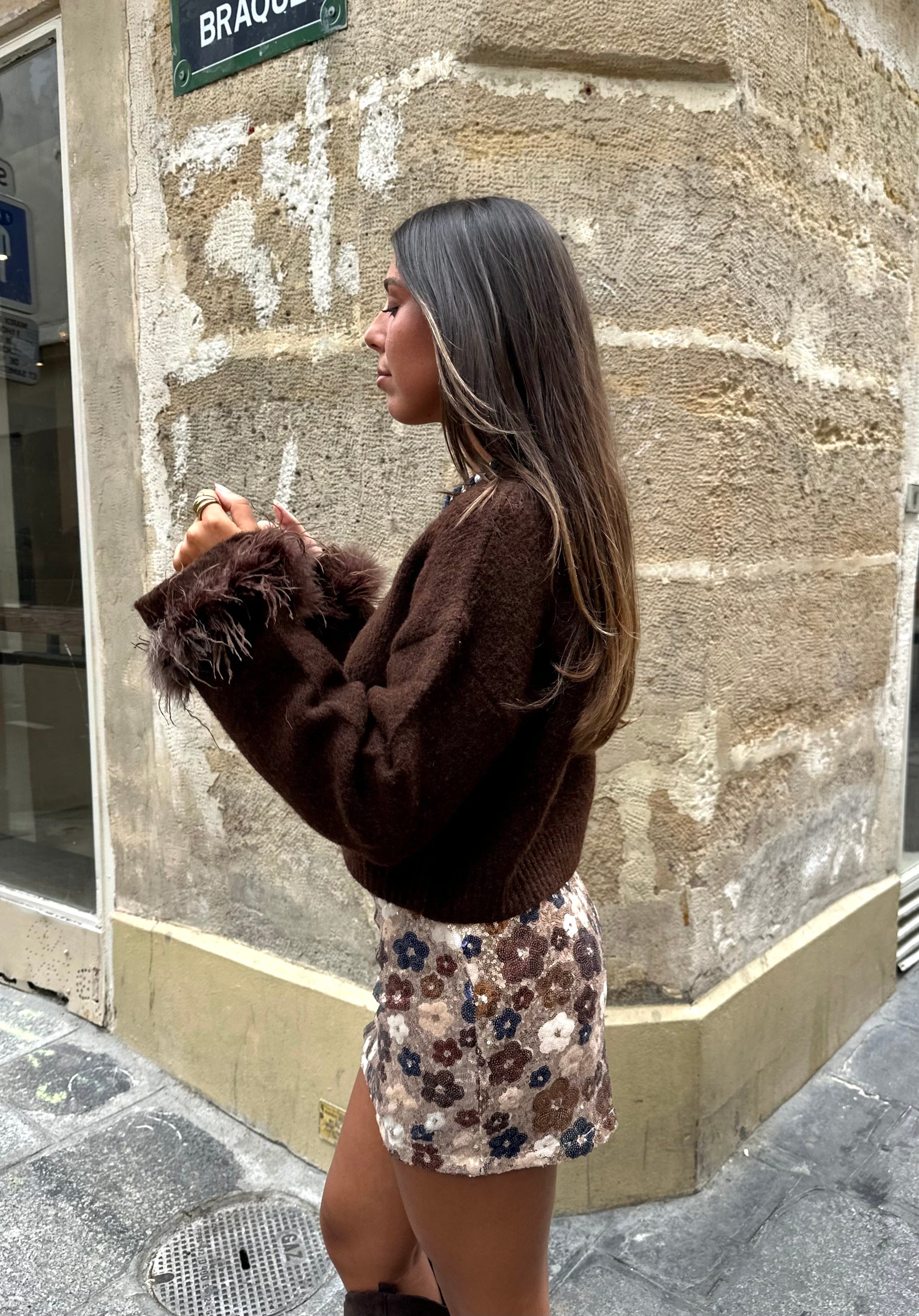 Maurice paris Pull Pull FEATHER marron