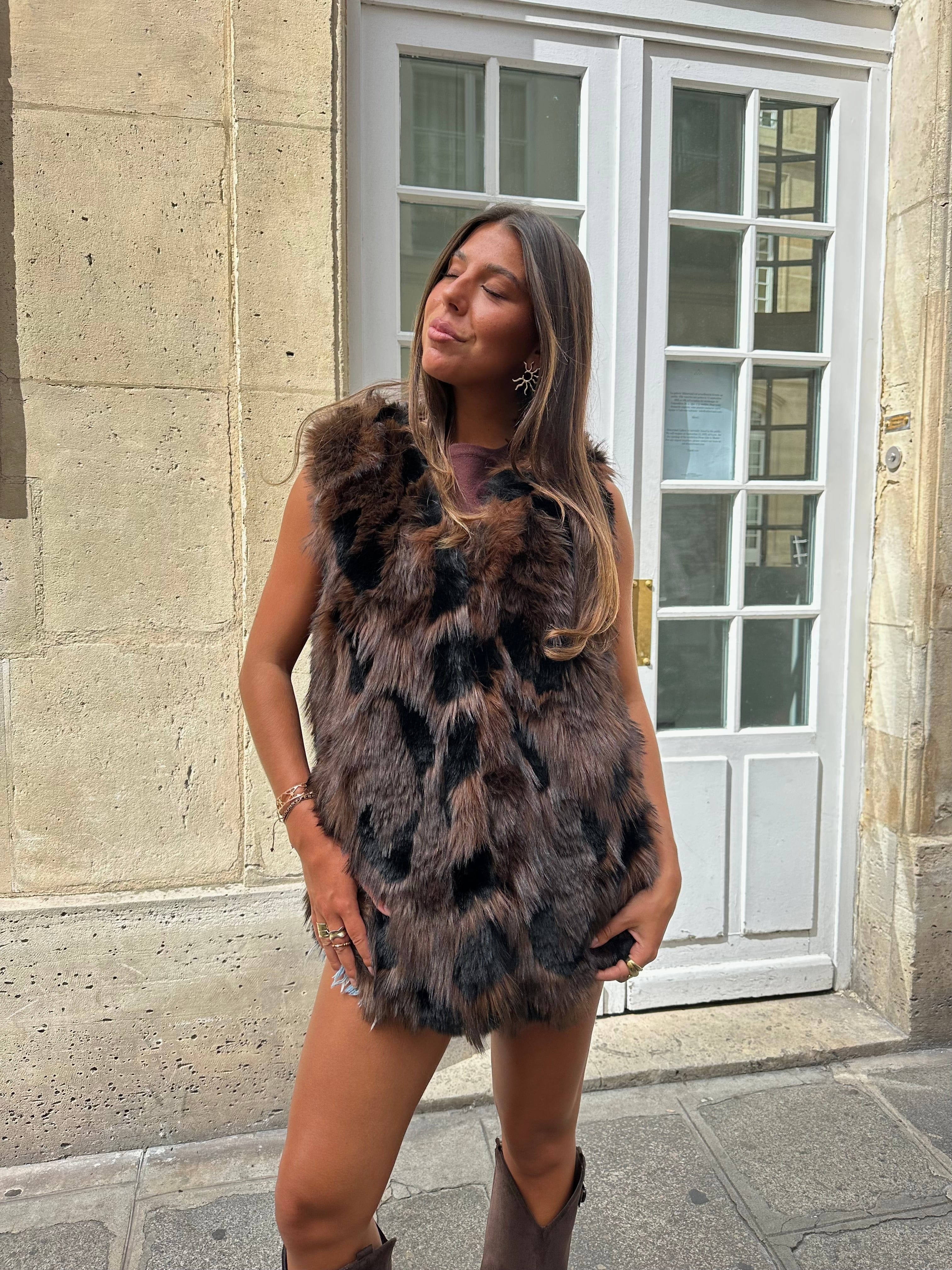 Maurice paris Veste Veste fourrure STORMY marron