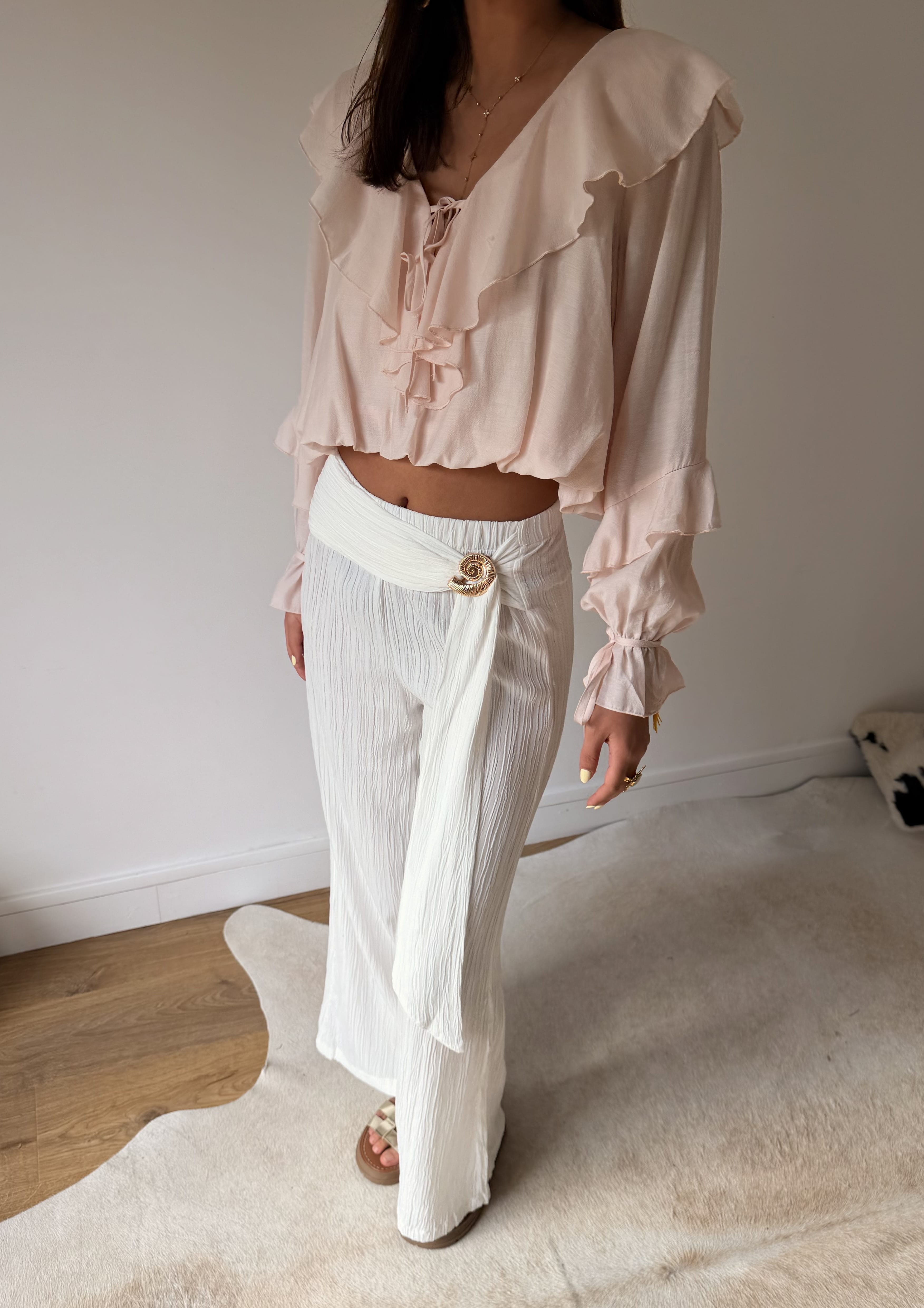Elly White Chemise Blouse VIRGINIE rose