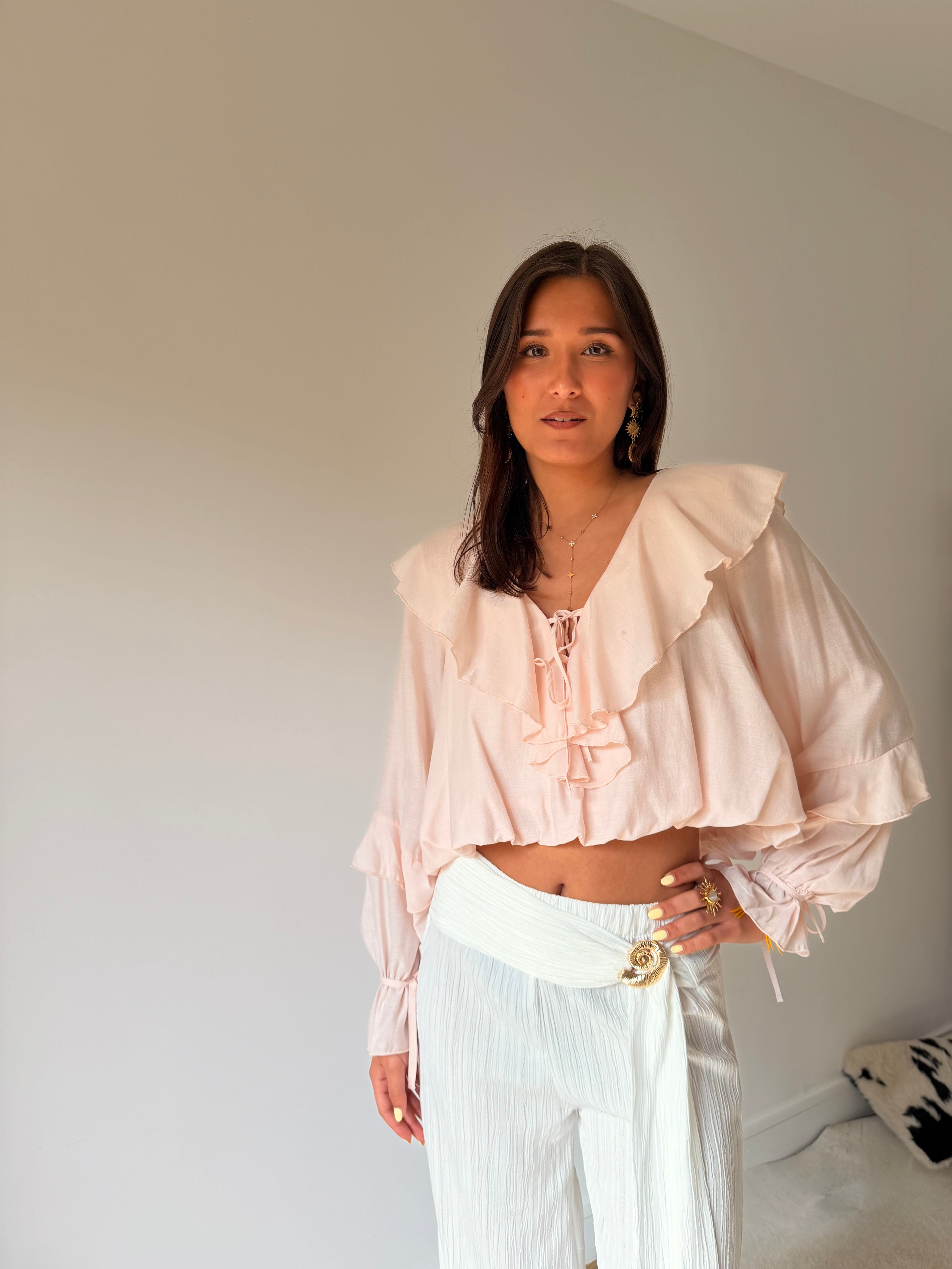 Elly White Chemise Blouse VIRGINIE rose