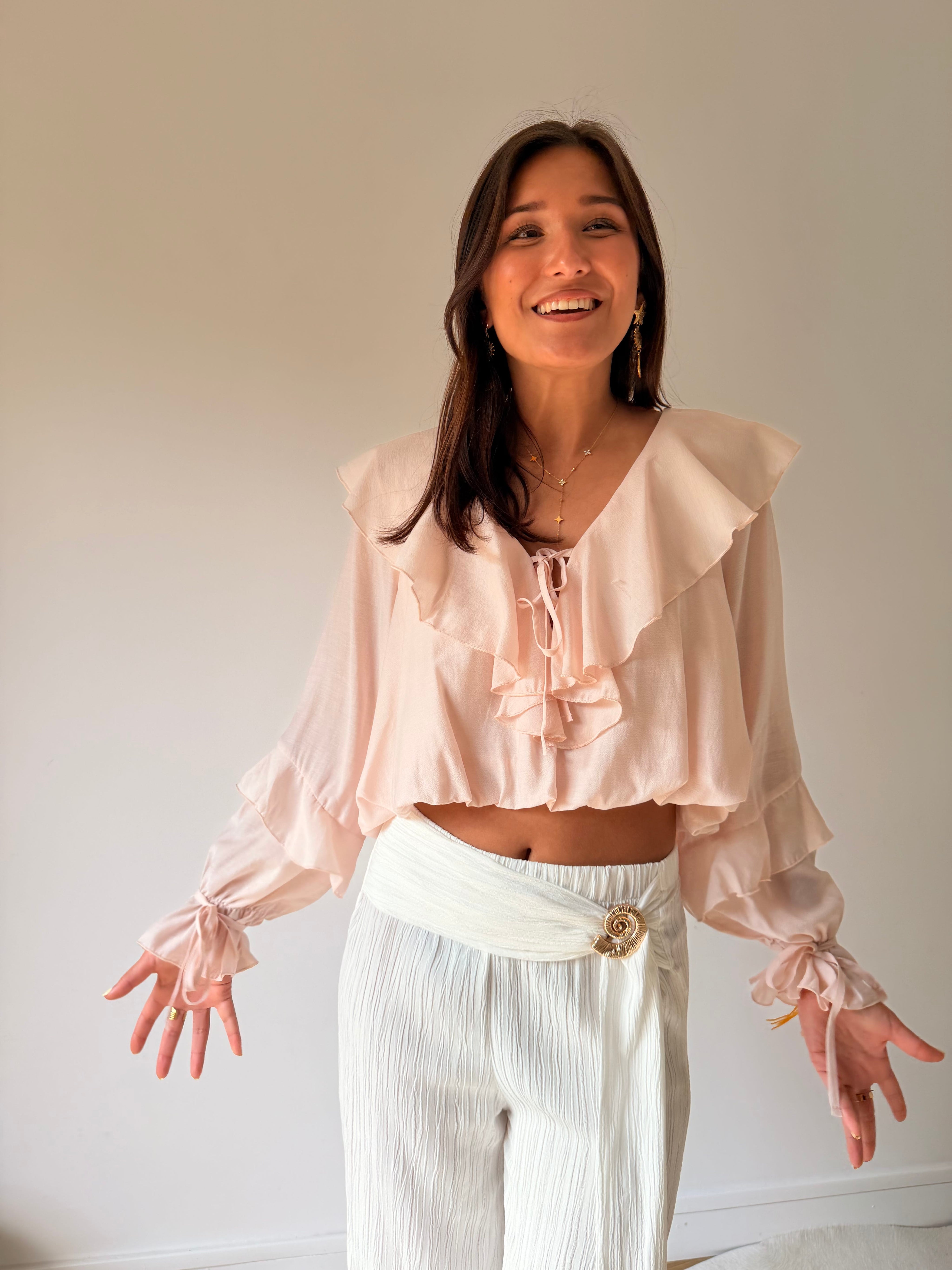 Elly White Chemise Blouse VIRGINIE rose