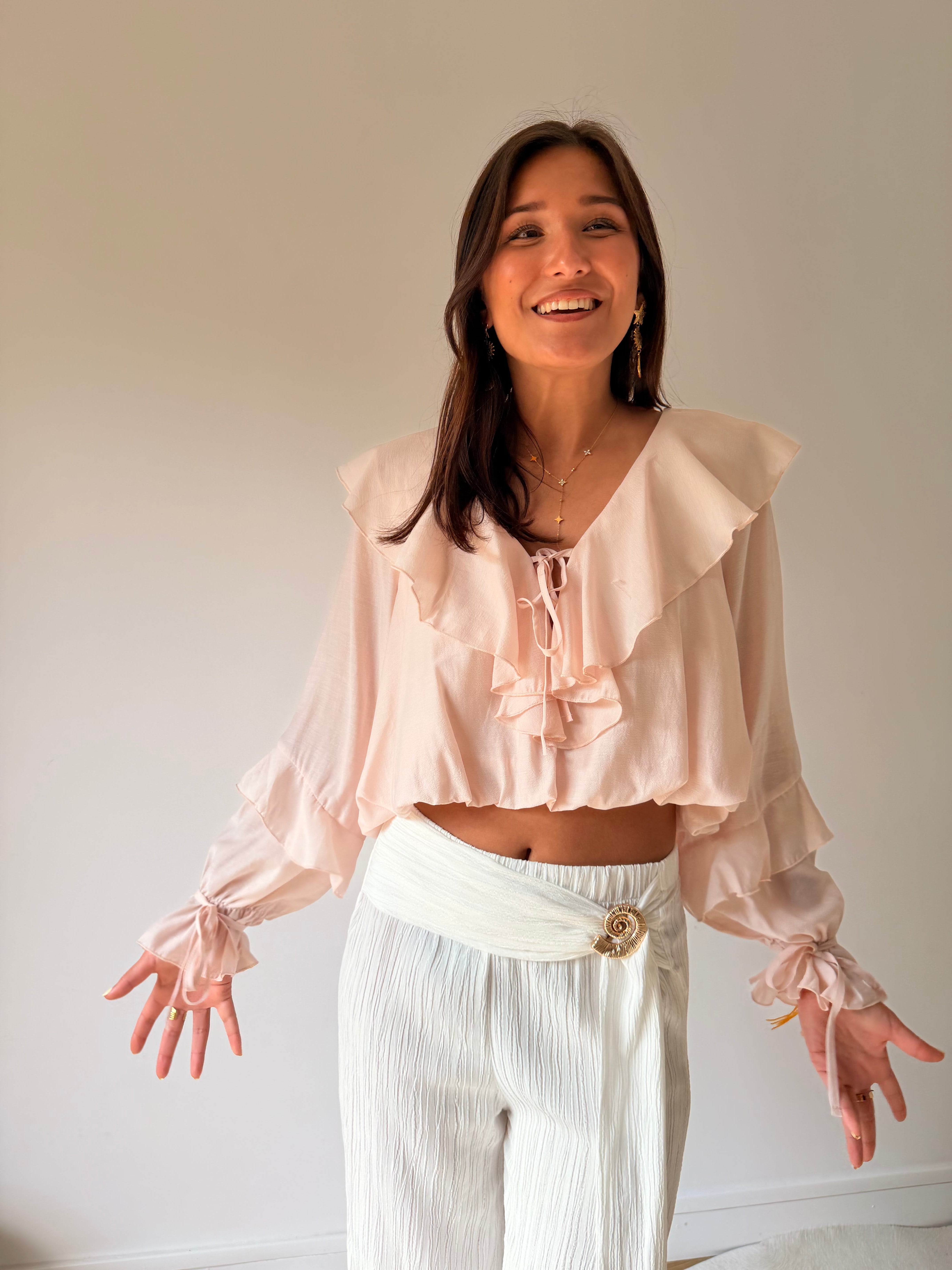 Elly White Chemise Blouse VIRGINIE rose
