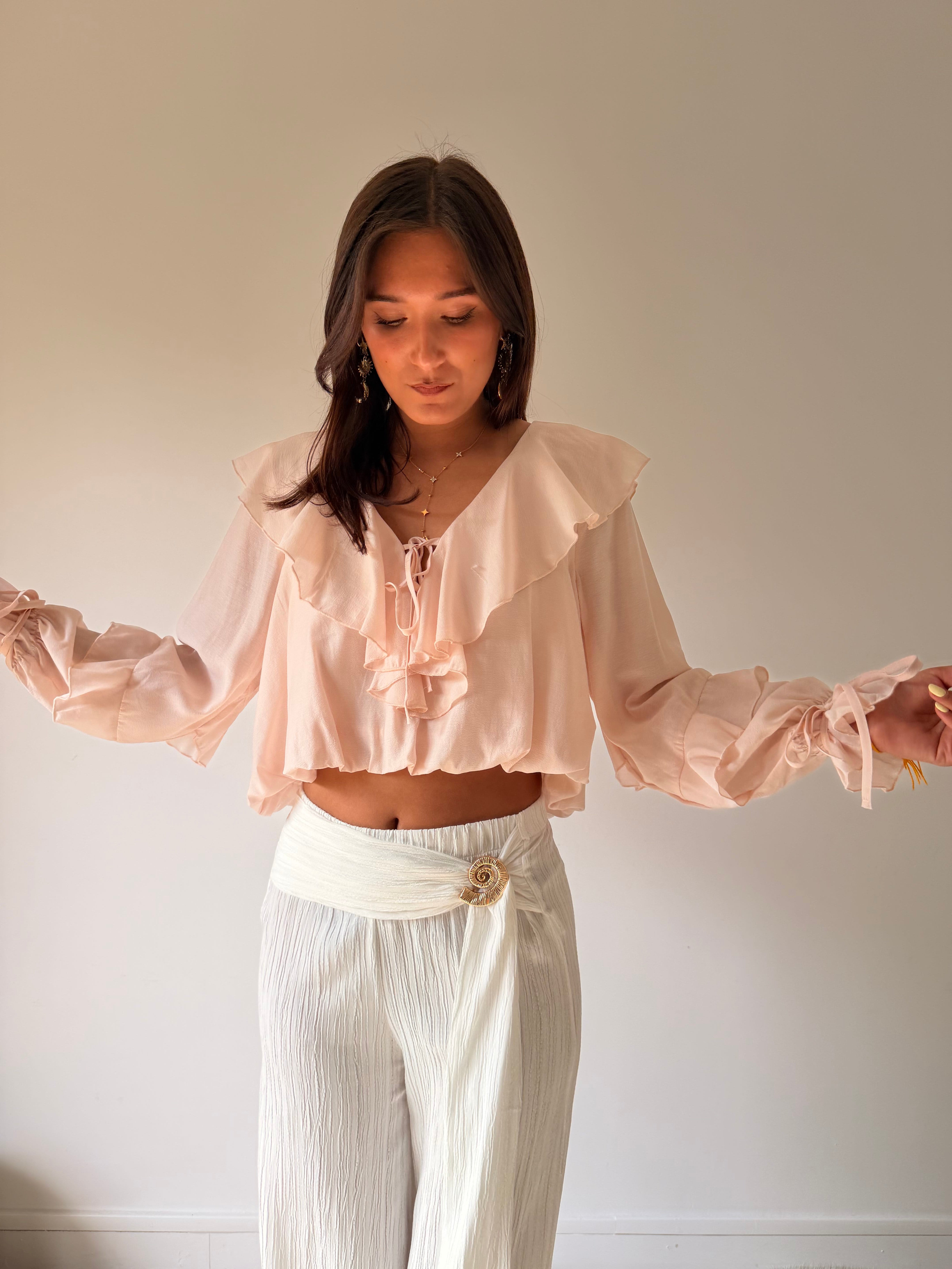 Elly White Chemise Blouse VIRGINIE rose