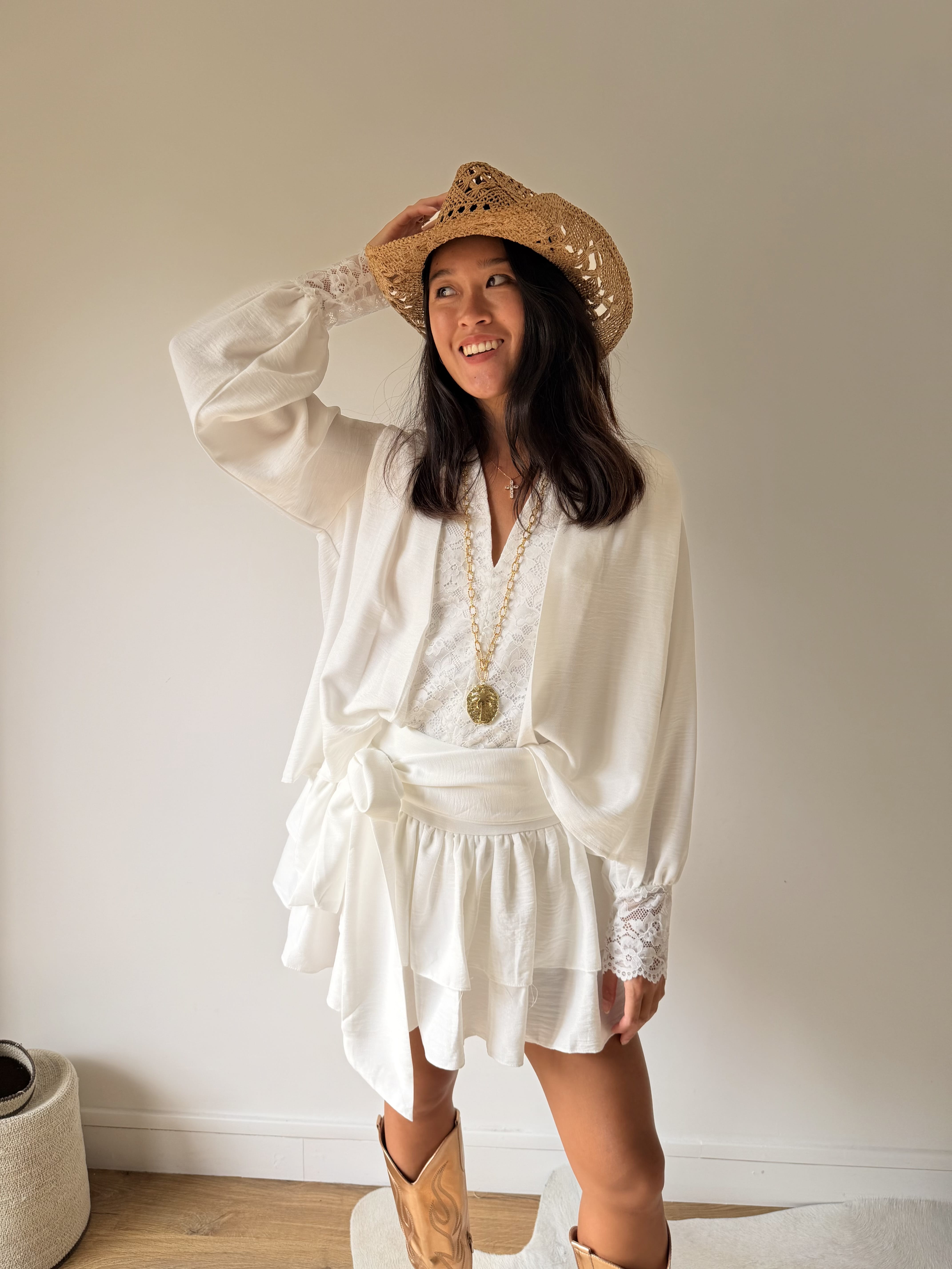Elly White Top Blouse VIRGINY