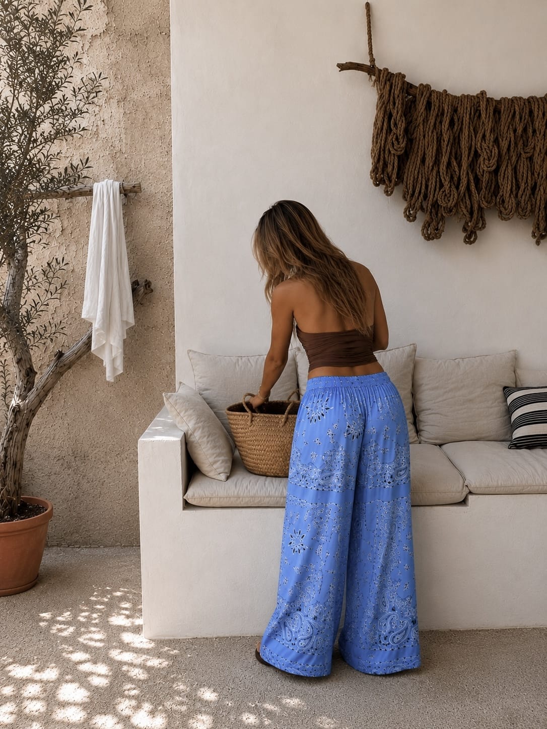 J&L Pantalon TU Pantalon HIPPIE bleu