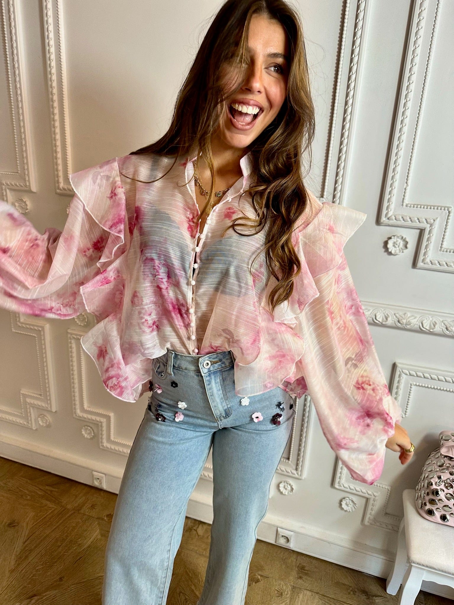 Maurice paris Chemise Blouse GARDEN rose