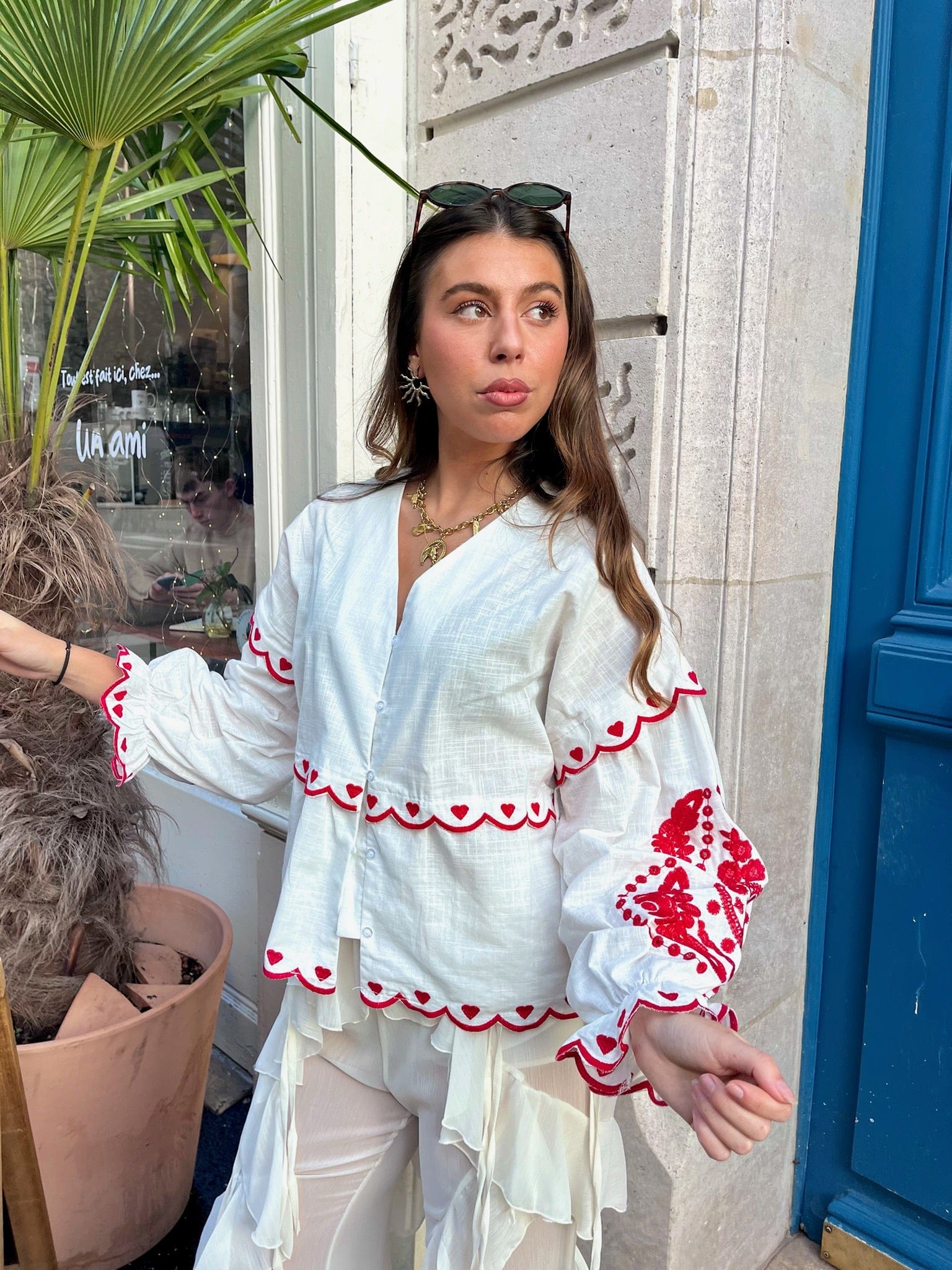 Maurice paris Chemise Blouse POUPÉE rouge