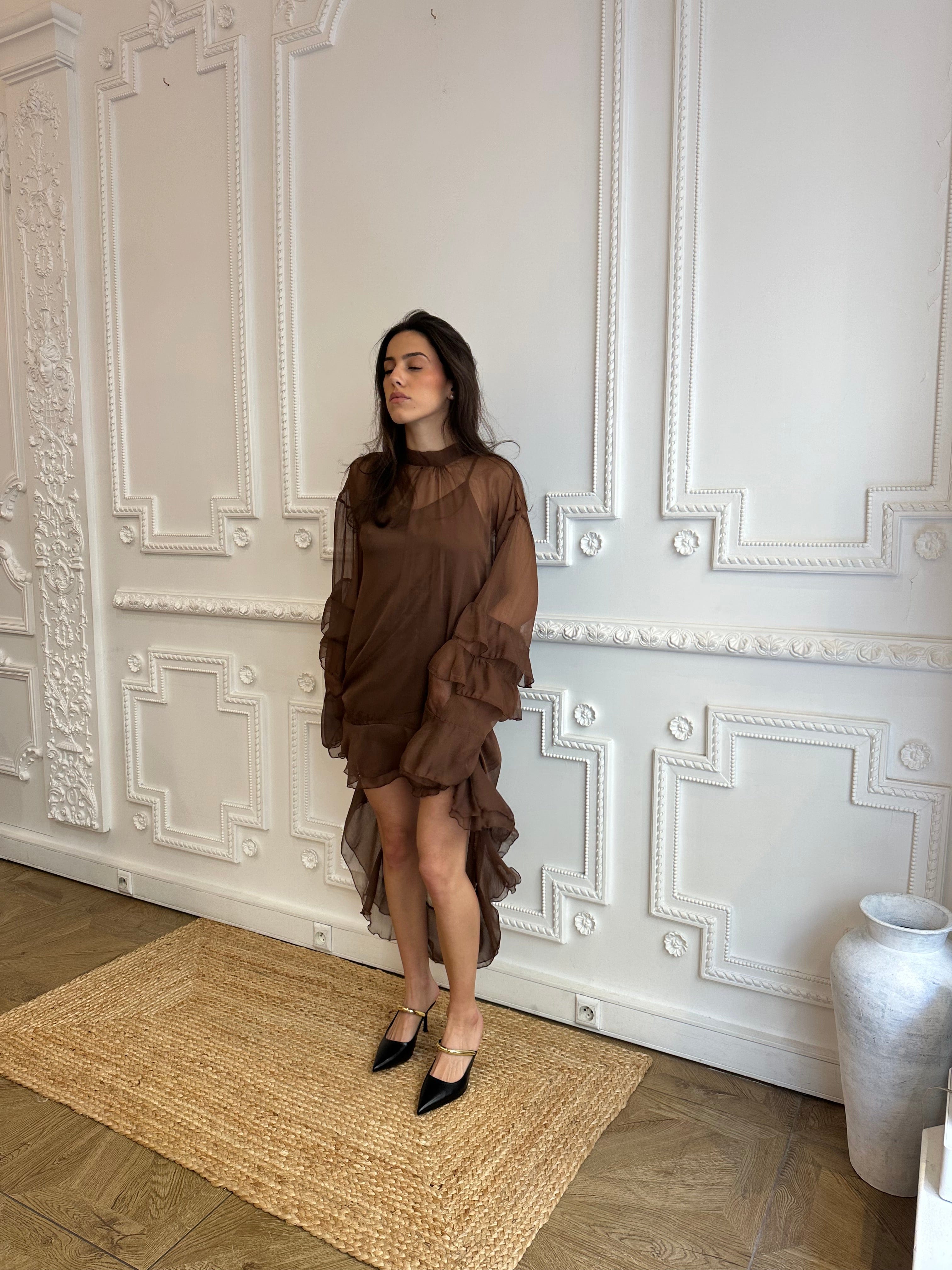 Maurice paris Chemise Robe GALA chocolat