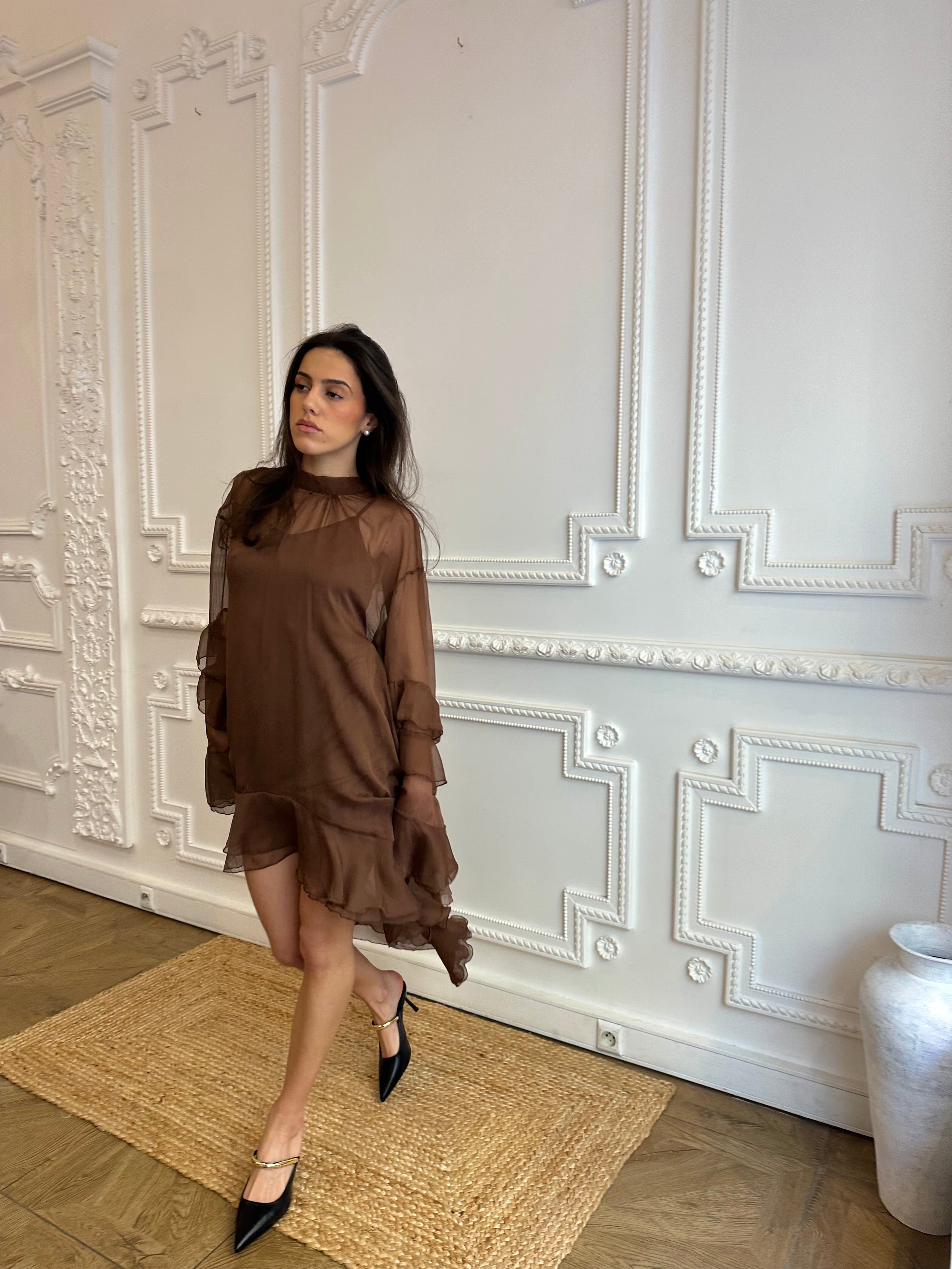 Maurice paris Chemise Robe GALA chocolat