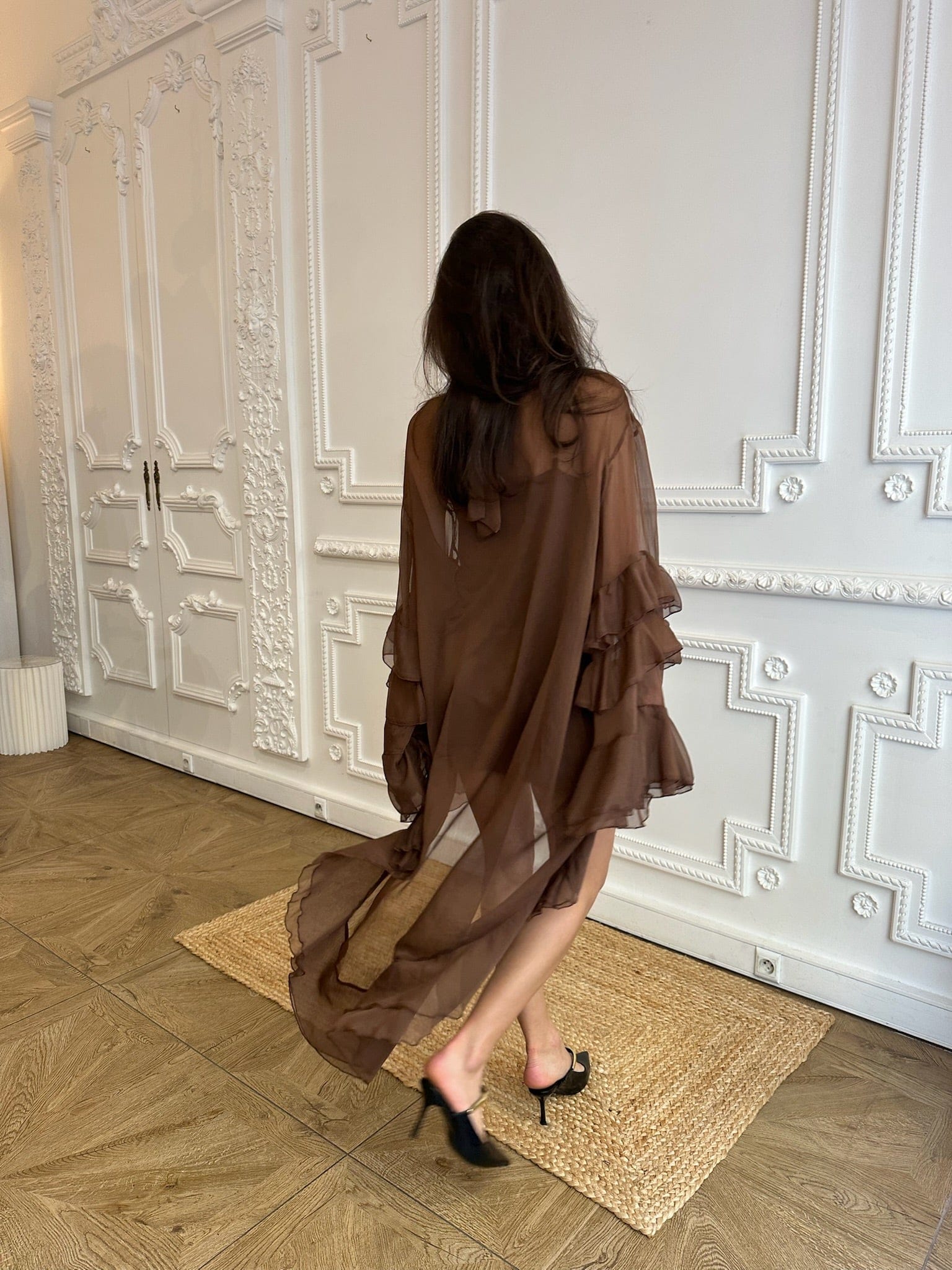 Maurice paris Chemise Robe RUFFLE chocolat