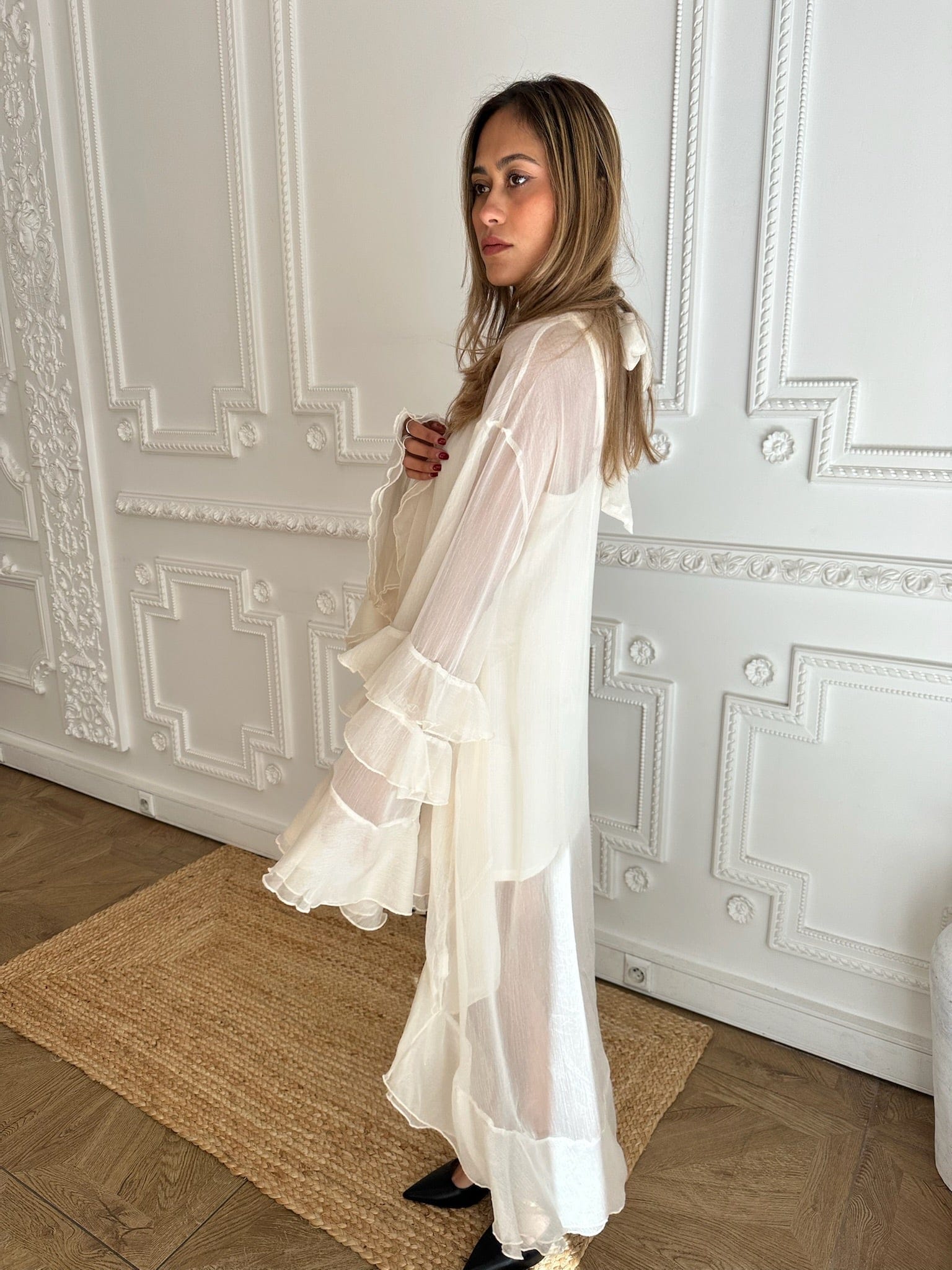 Maurice paris Chemise Robe RUFFLE crème