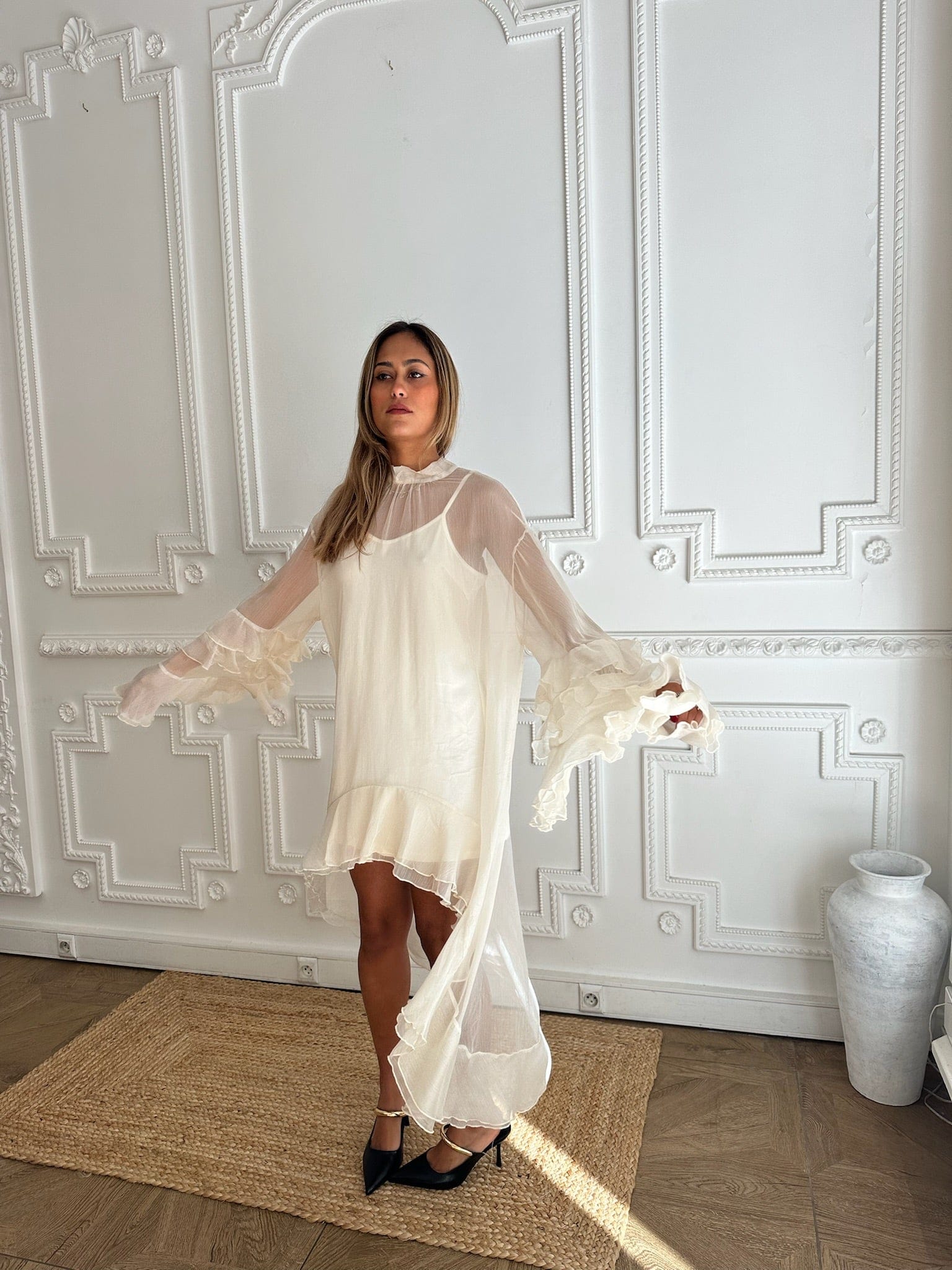 Maurice paris Chemise Robe RUFFLE crème