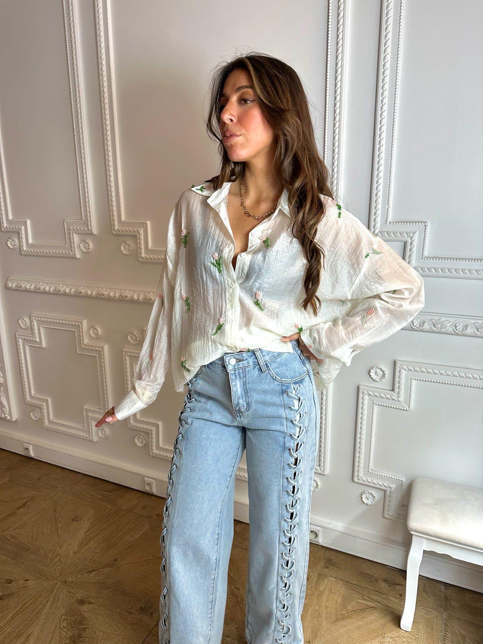 Maurice paris Pantalon Jean LACE UP