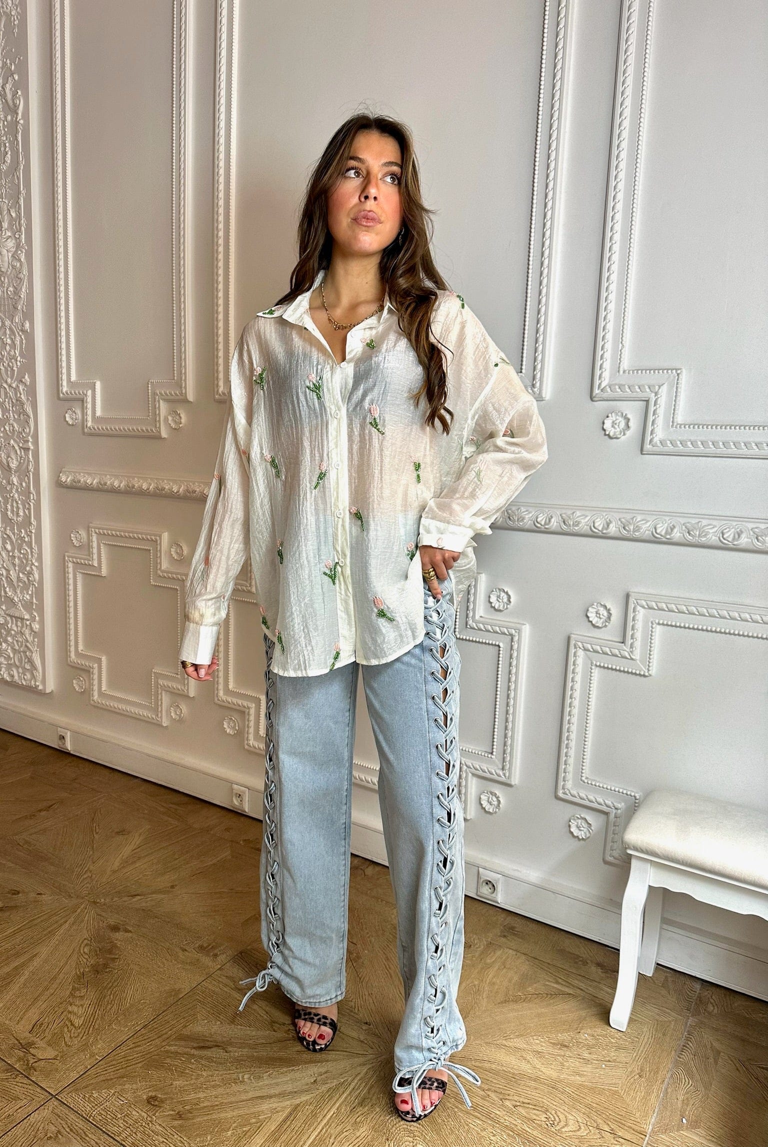 Maurice paris Pantalon Jean LACE UP