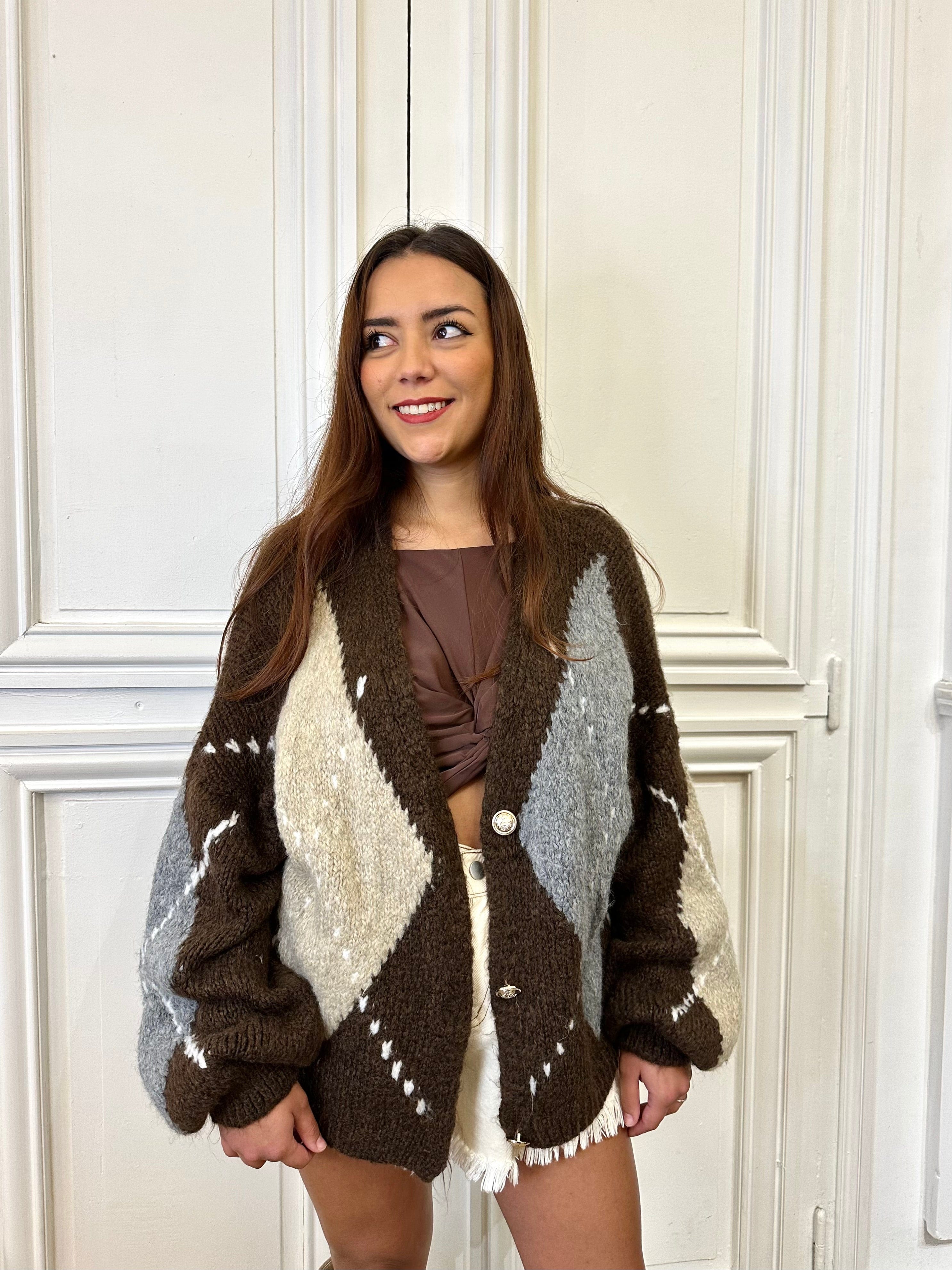 Maurice paris Pull Gilet HIGHSCHOOL choco