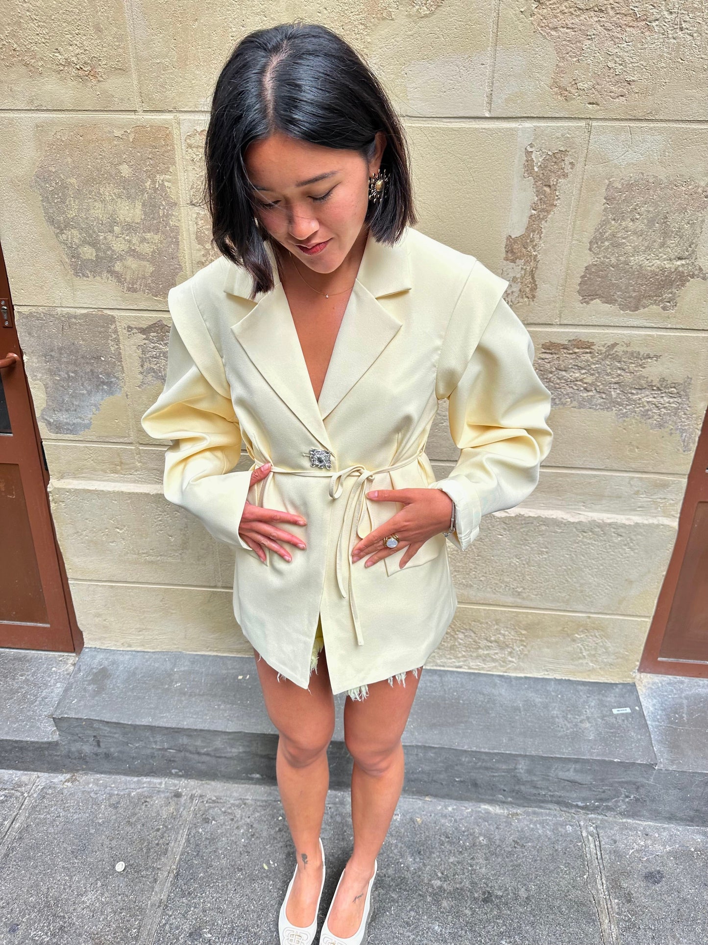 Maurice paris Robe Blazer DIAMANTEKA jaune