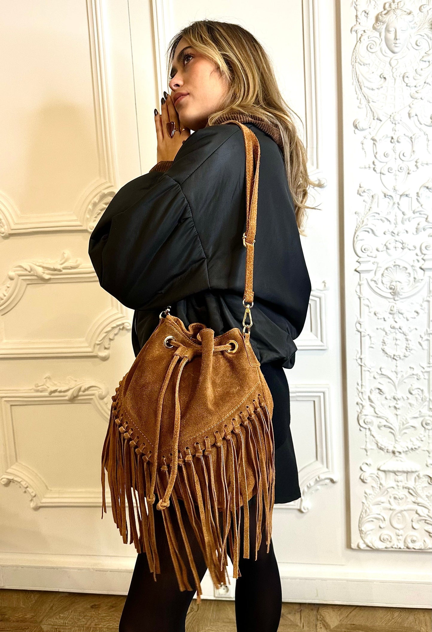 Maurice paris Sac Sac CAMEL franges