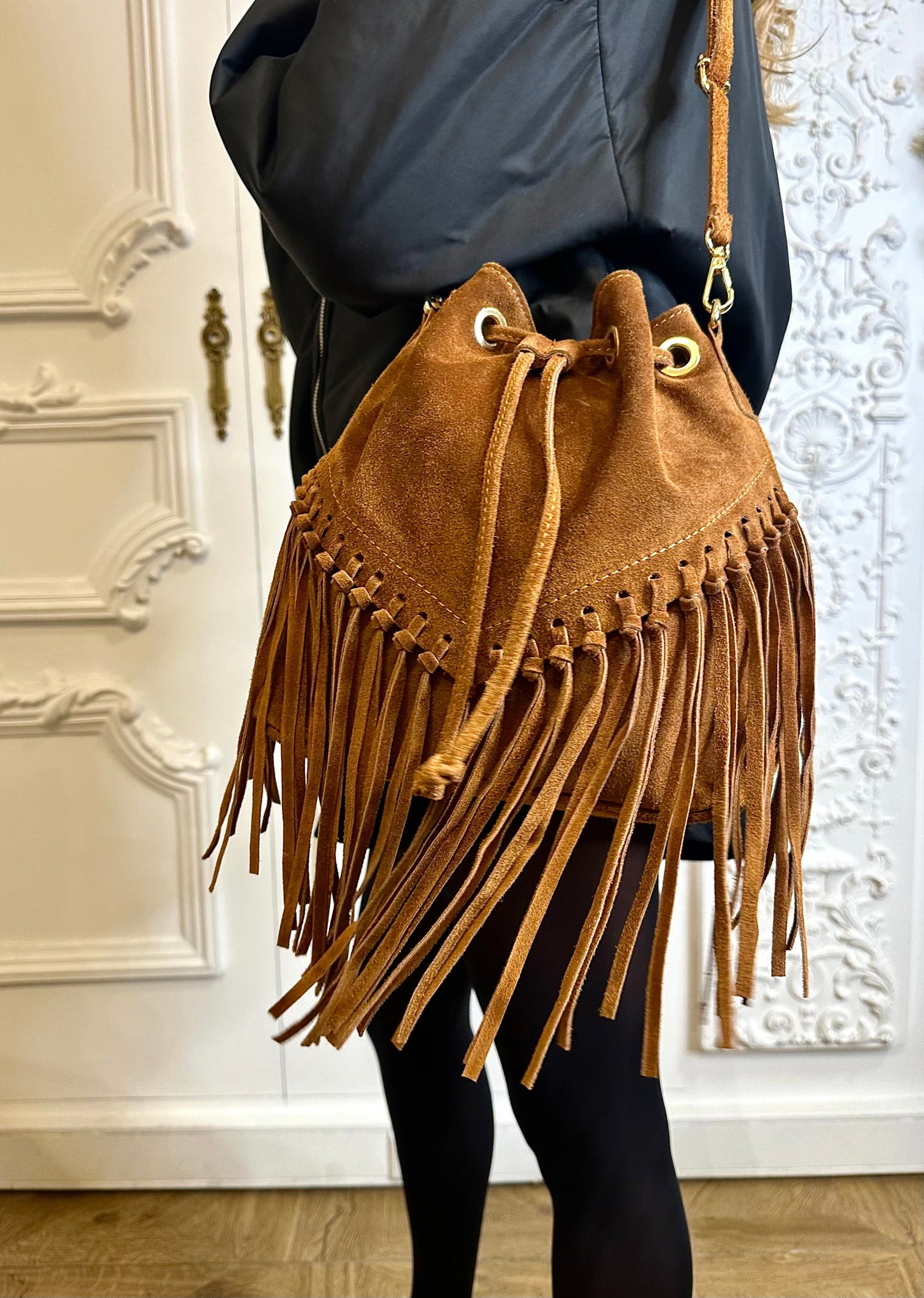 Maurice paris Sac Sac CAMEL franges