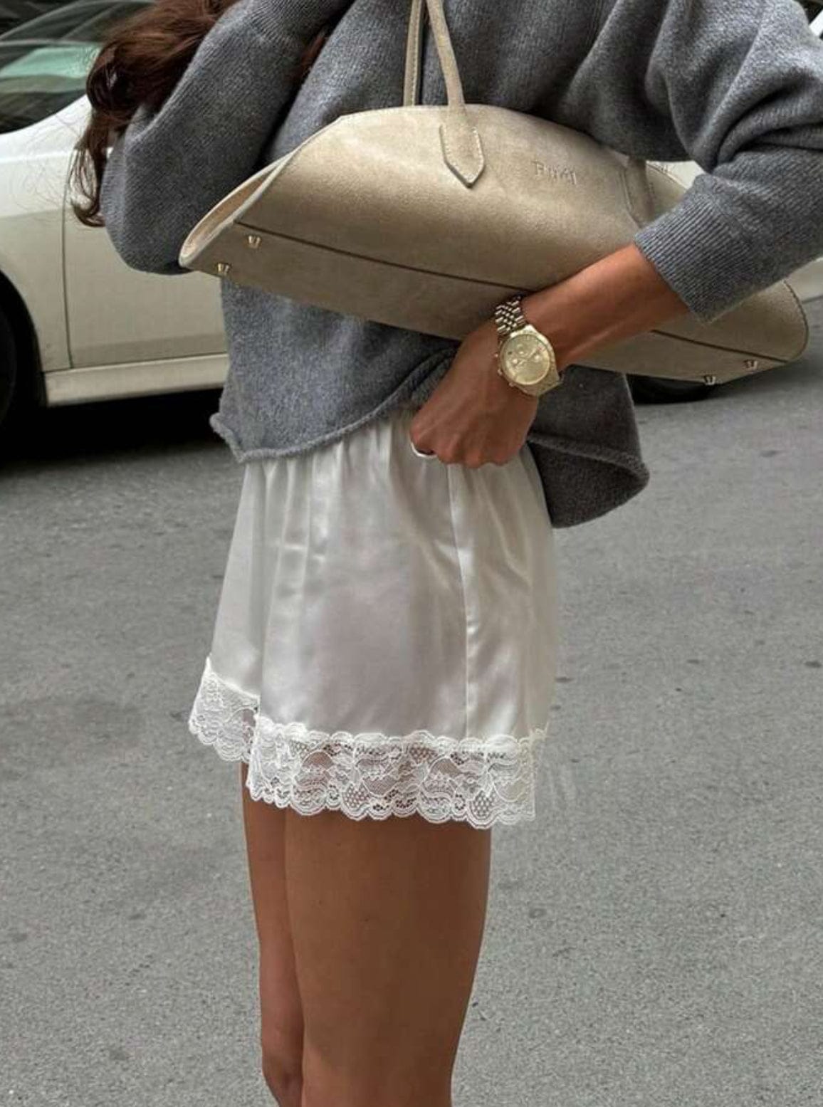 Maurice paris Short Short SATIN blanc