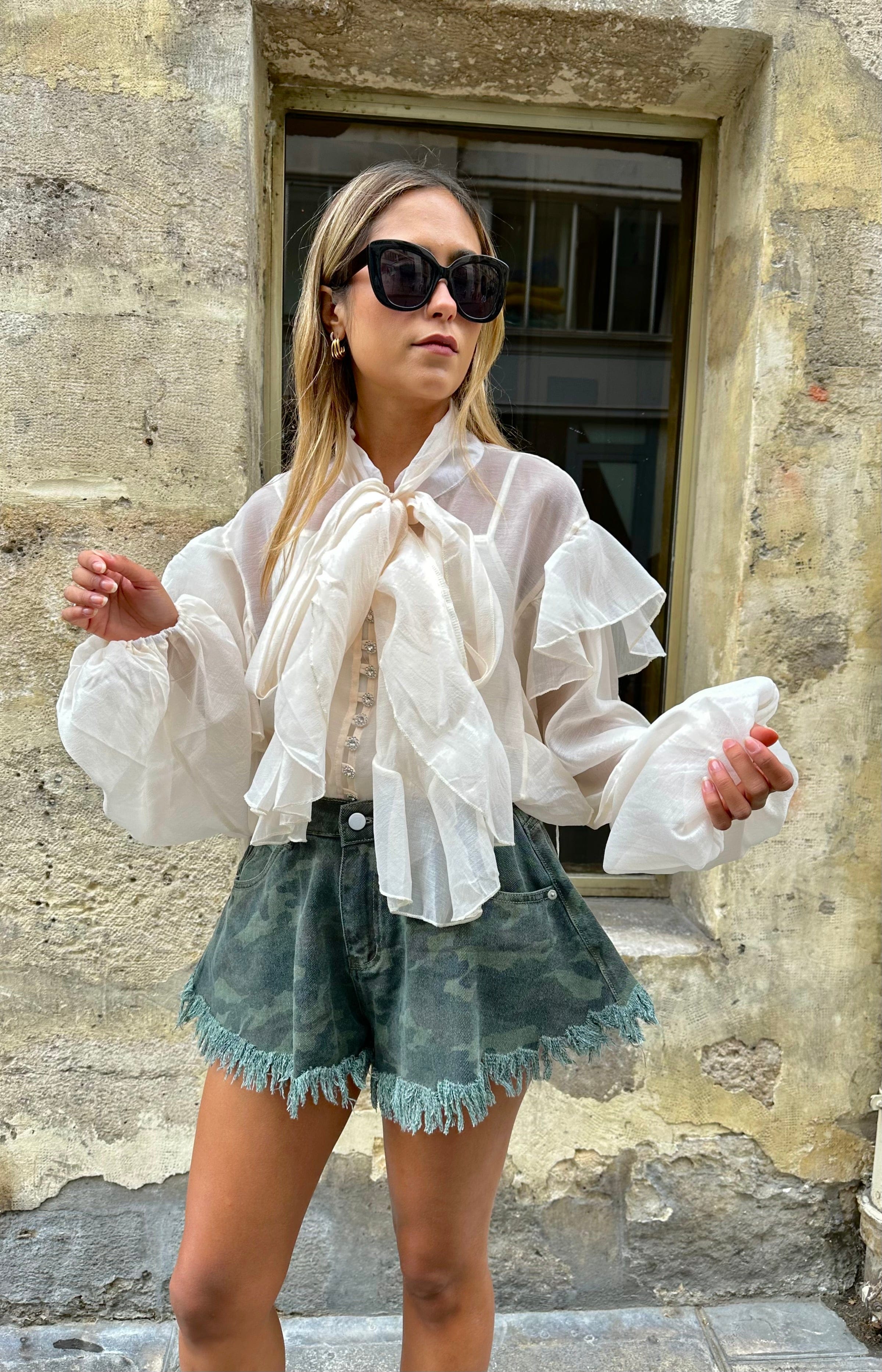 Maurice paris Top Blouse MAGGY blanche