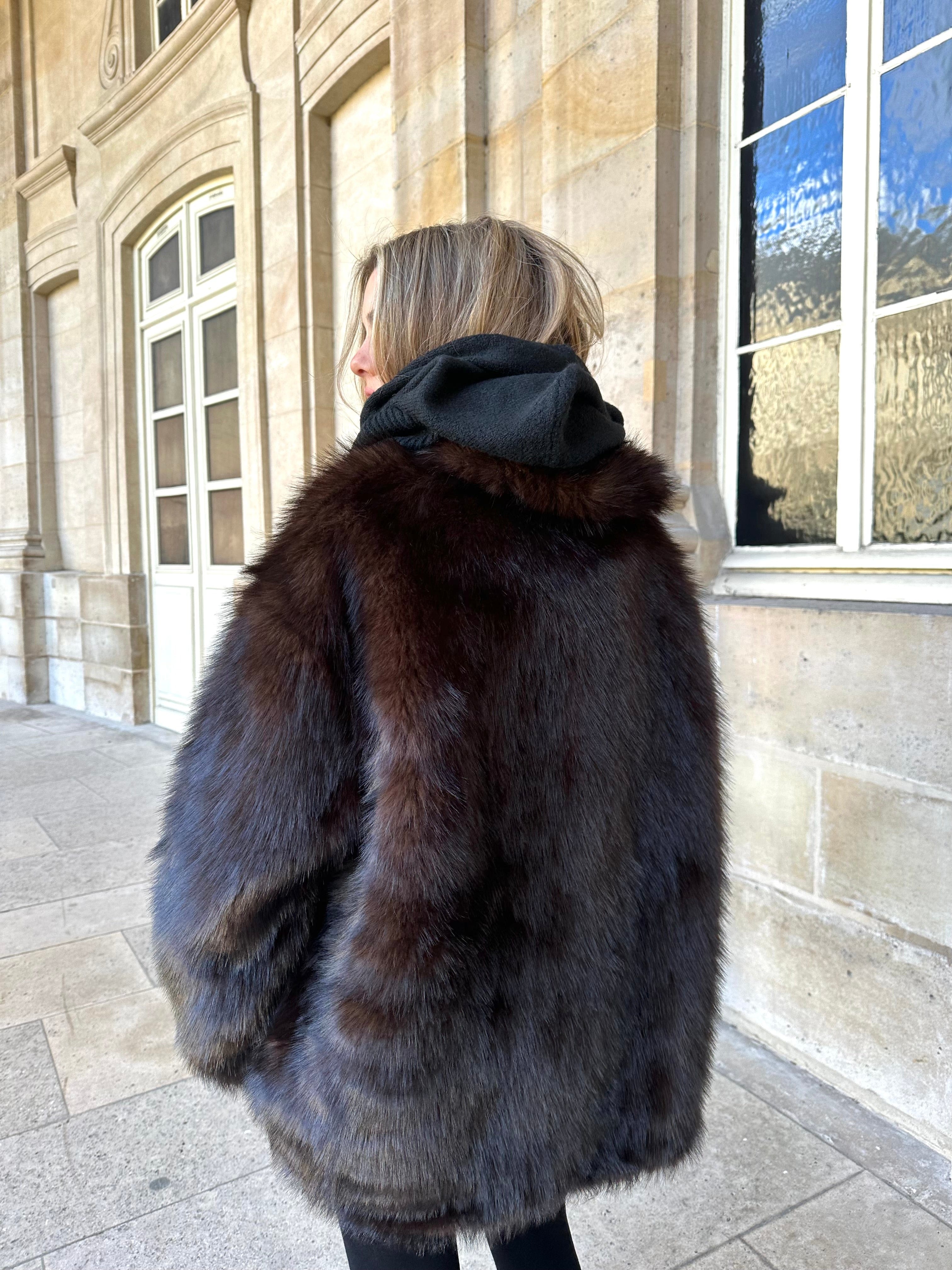 Maurice paris Veste Fourrure MEGEVE chocolat