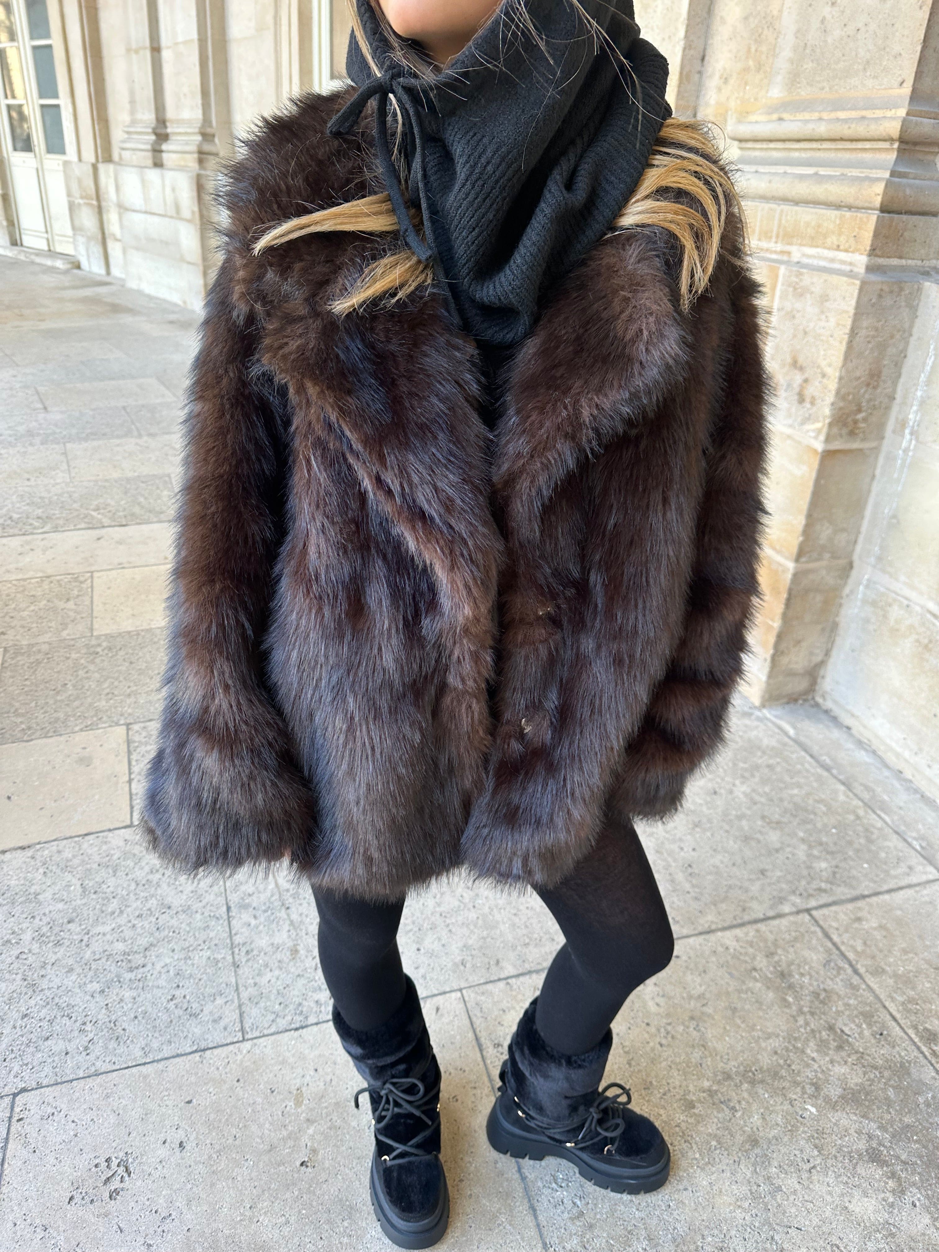 Maurice paris Veste Fourrure MEGEVE chocolat