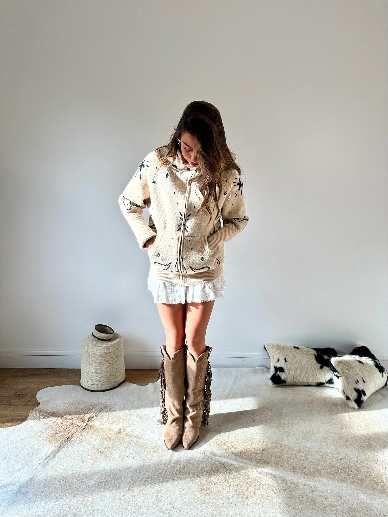 Maurice paris Veste Gilet BANDANA beige