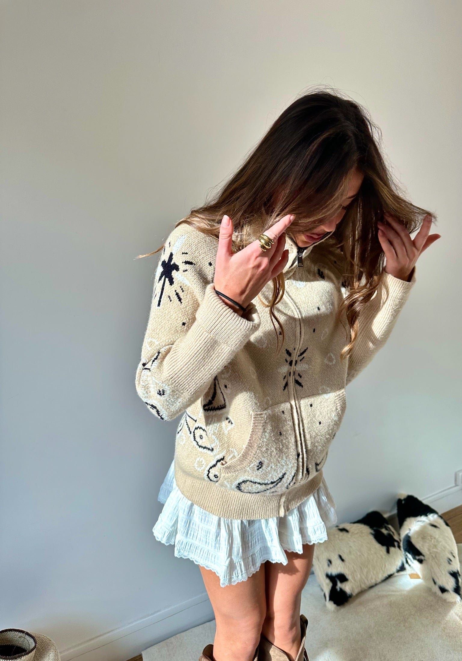 Maurice paris Veste Gilet BANDANA beige