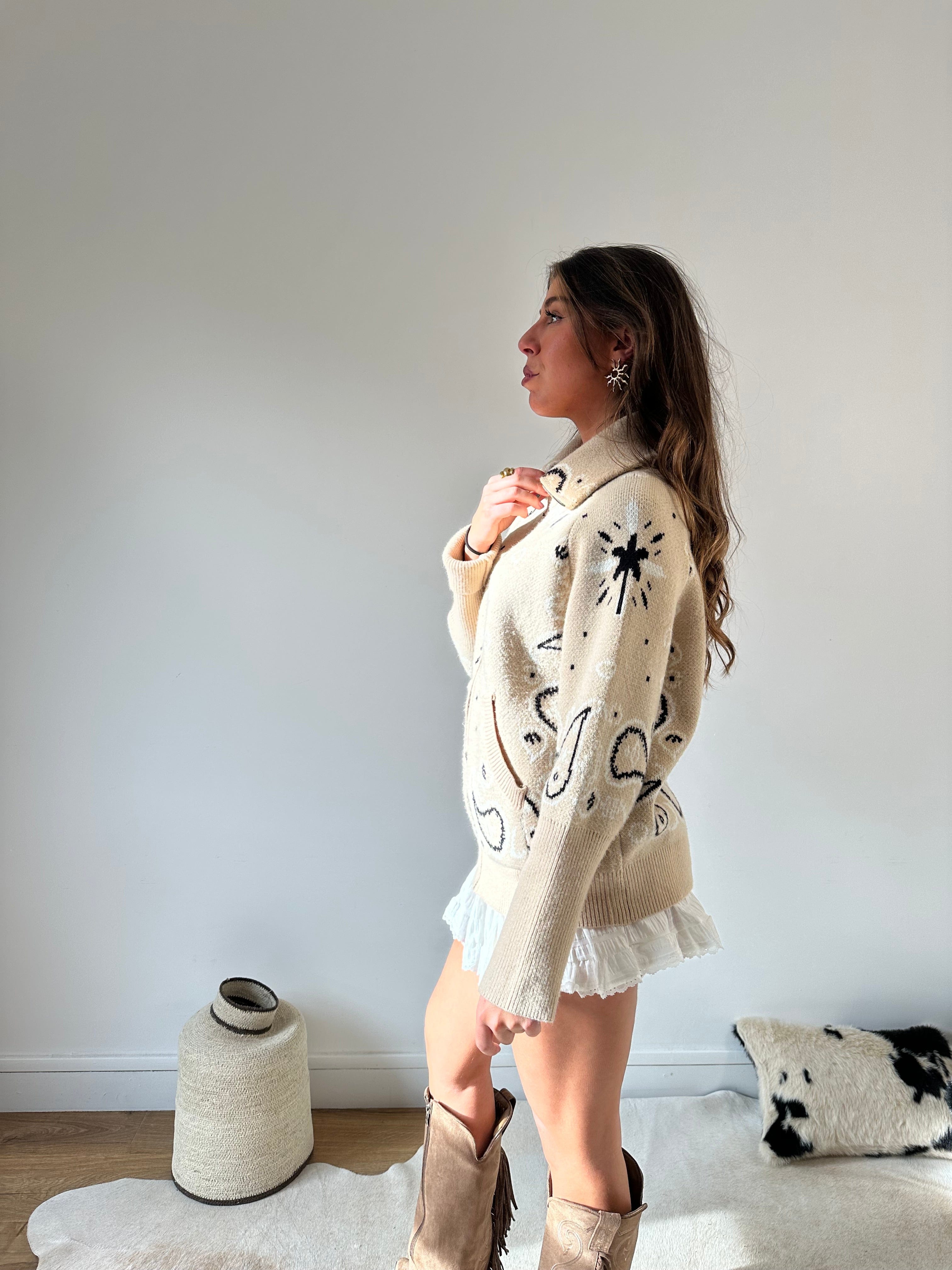 Maurice paris Veste Gilet BANDANA beige