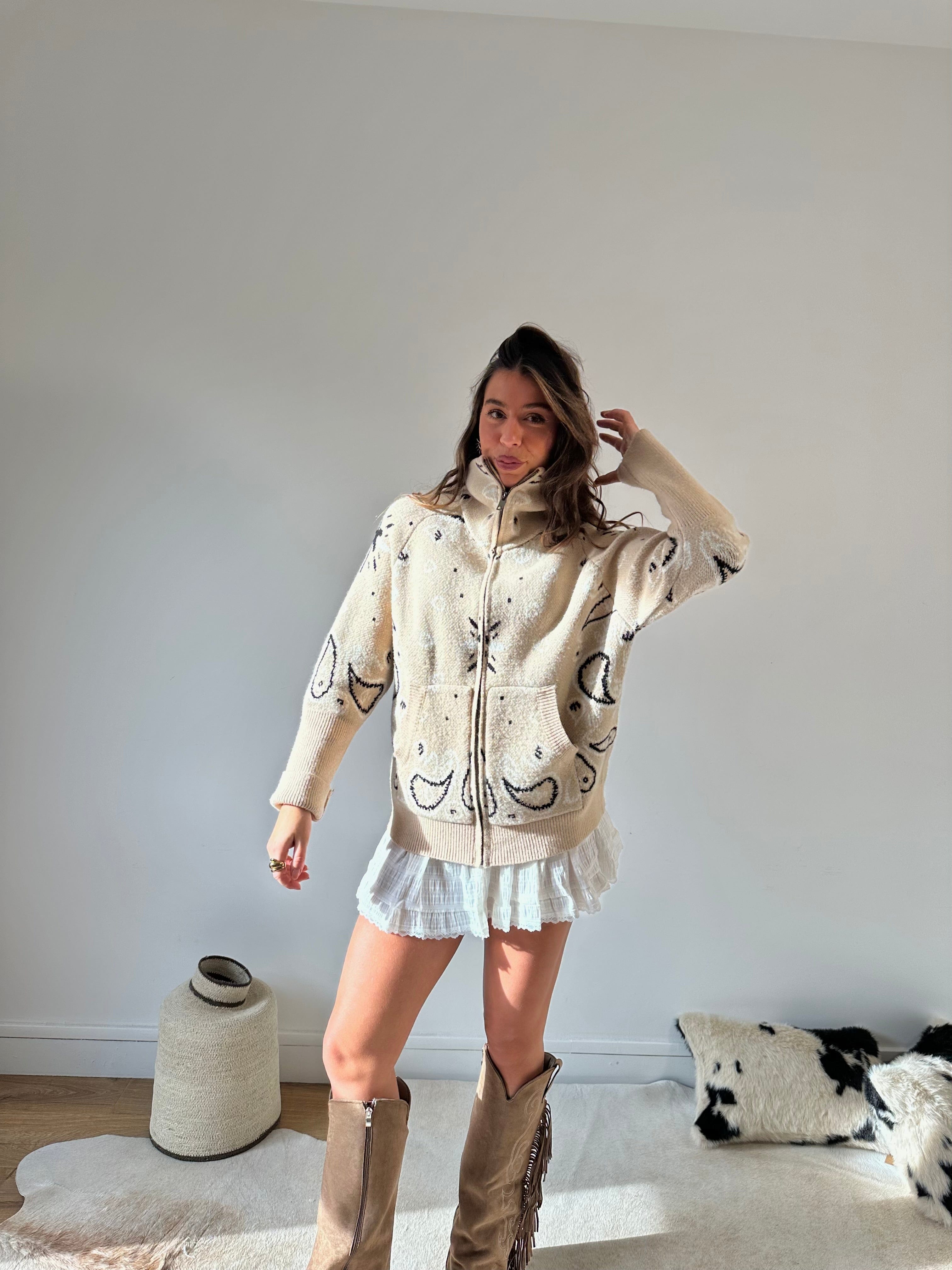 Maurice paris Veste Gilet BANDANA beige