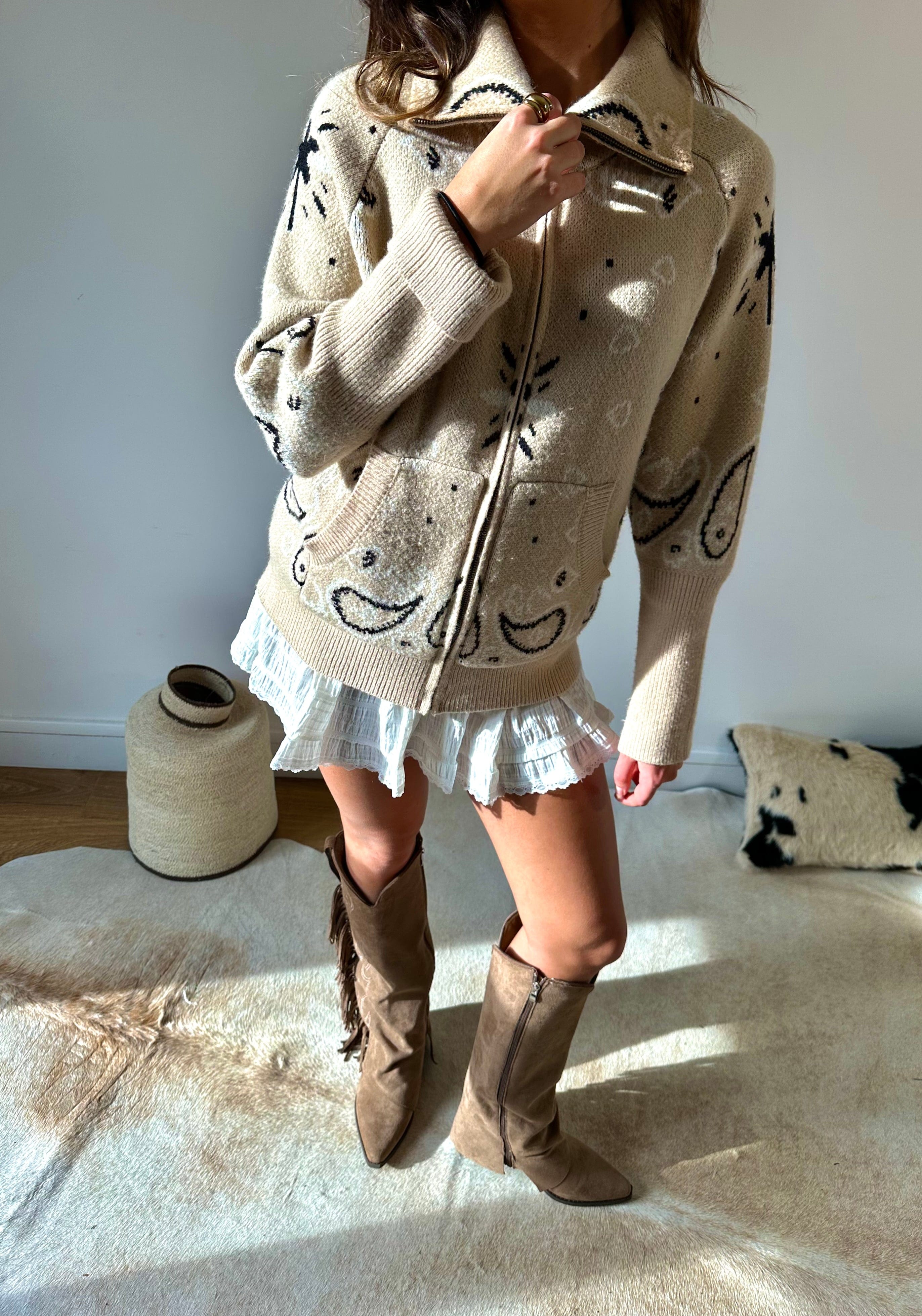 Maurice paris Veste Gilet BANDANA beige