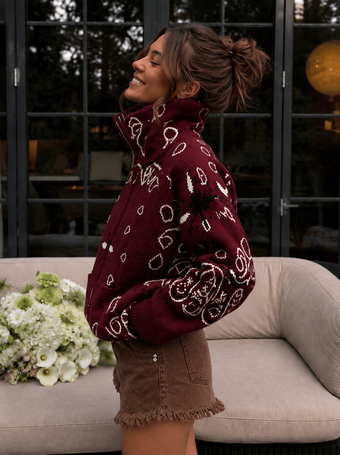 Maurice paris Veste Gilet BANDANA bordeaux