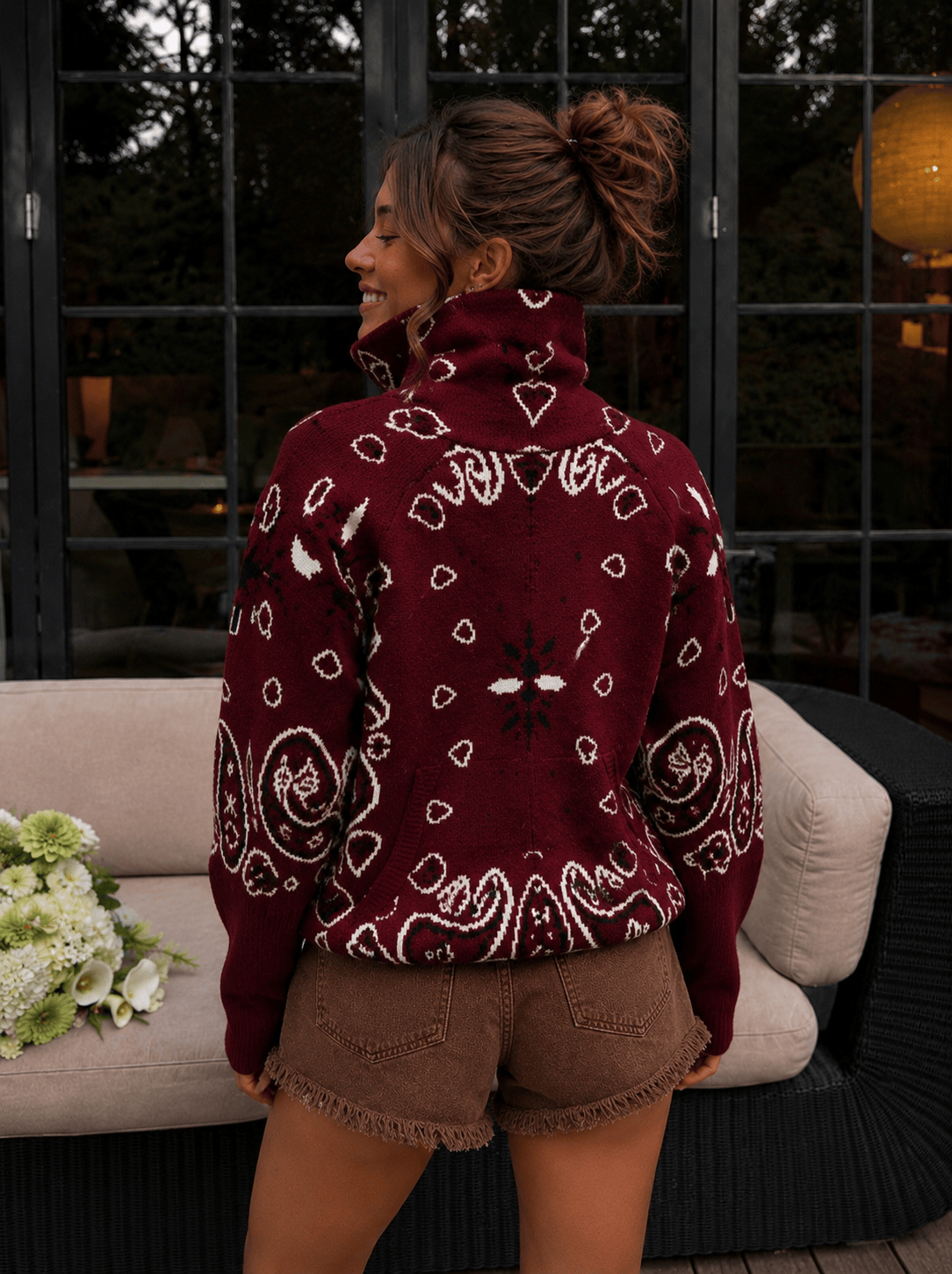 Maurice paris Veste Gilet BANDANA bordeaux