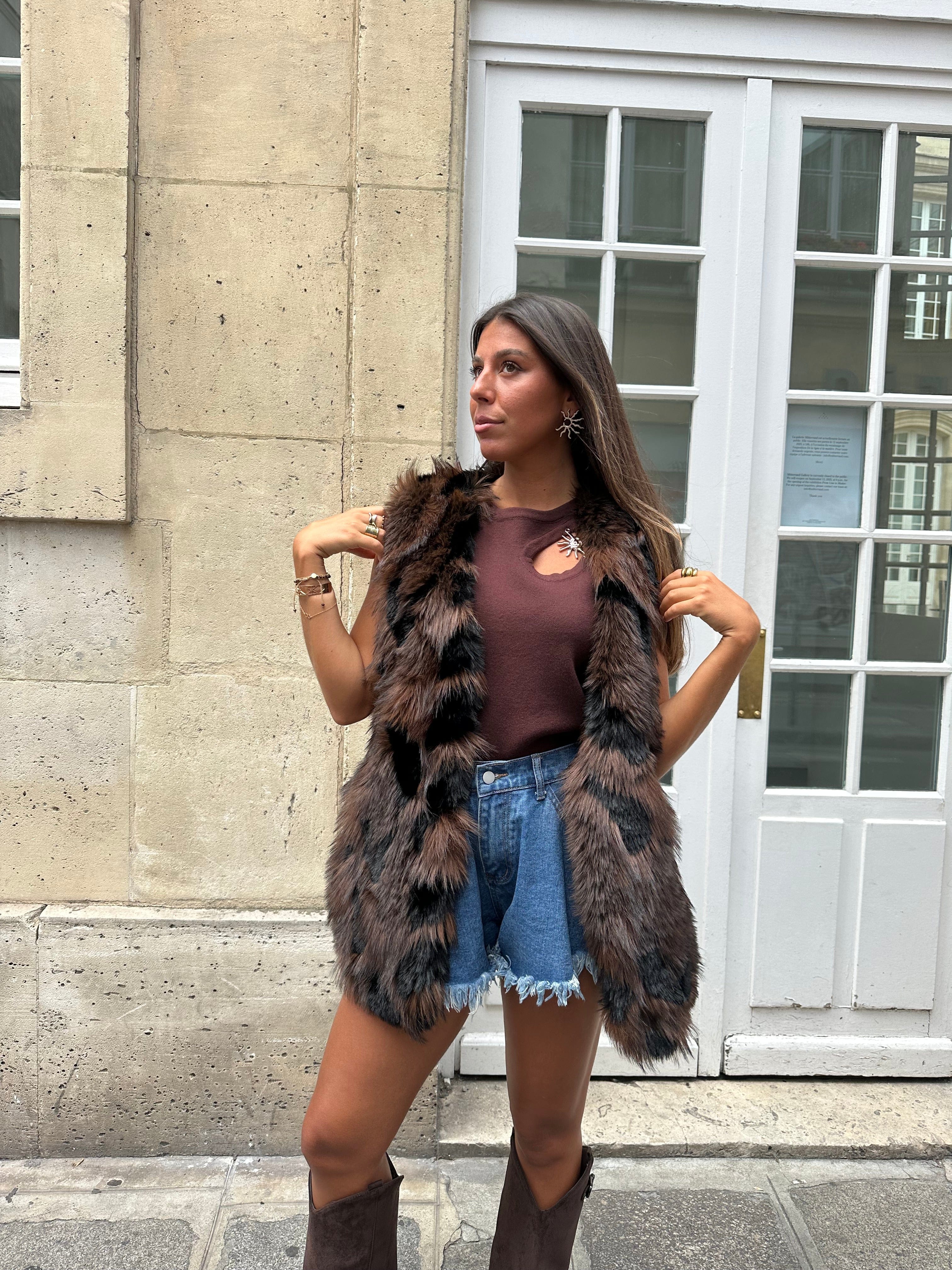 Maurice paris Veste Veste fourrure STORMY marron