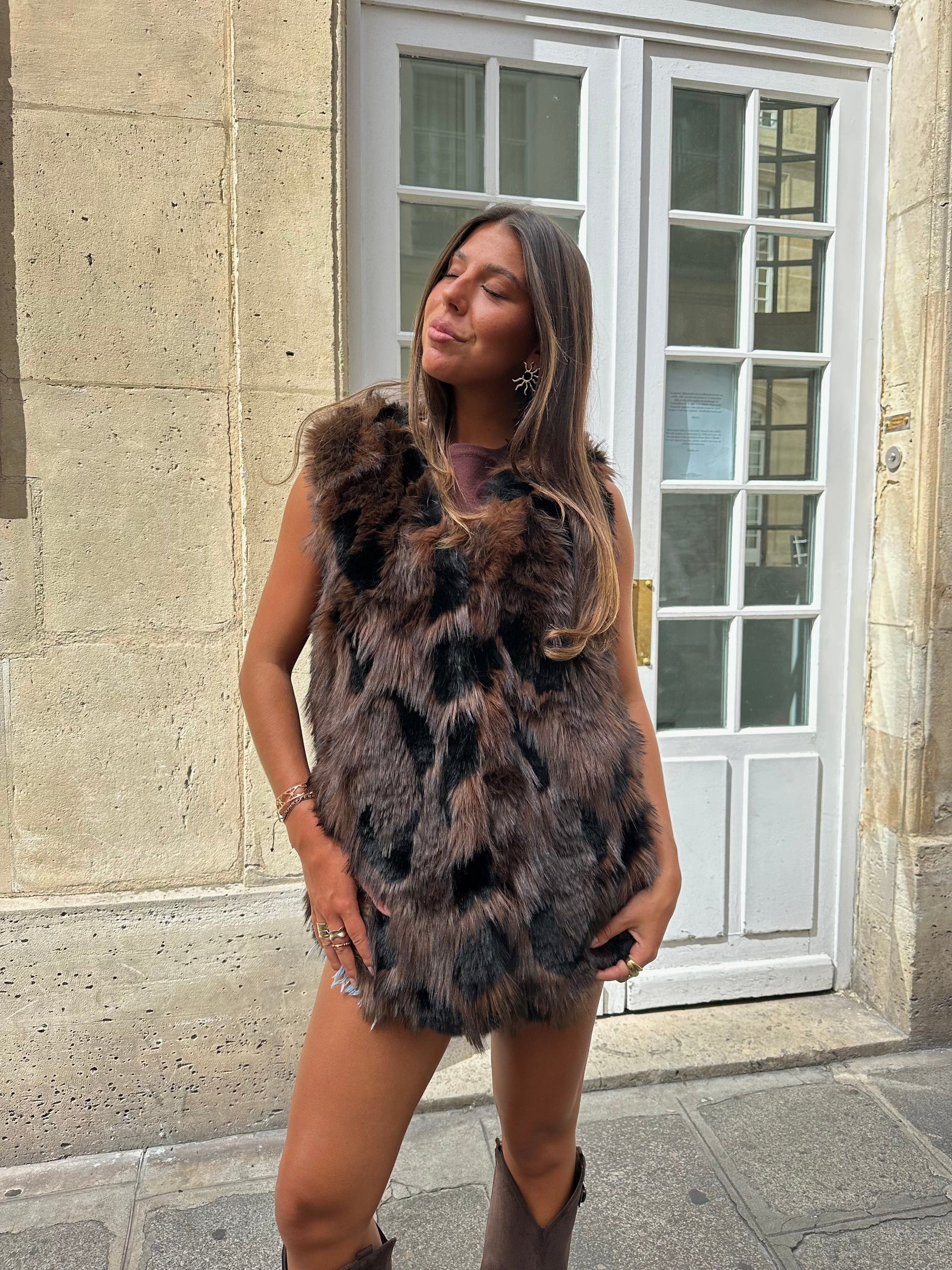 Maurice paris Veste Veste fourrure STORMY marron